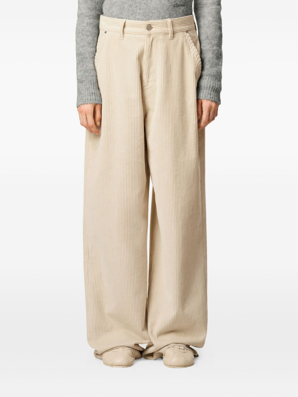 cotton wide-leg trousers - 5