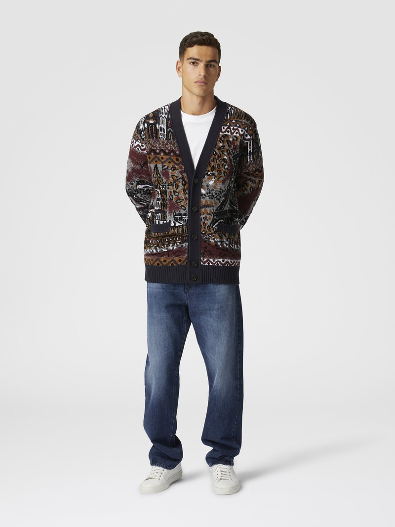 Missoni Jacquard wool-blend cardigan with postcard motif outlook