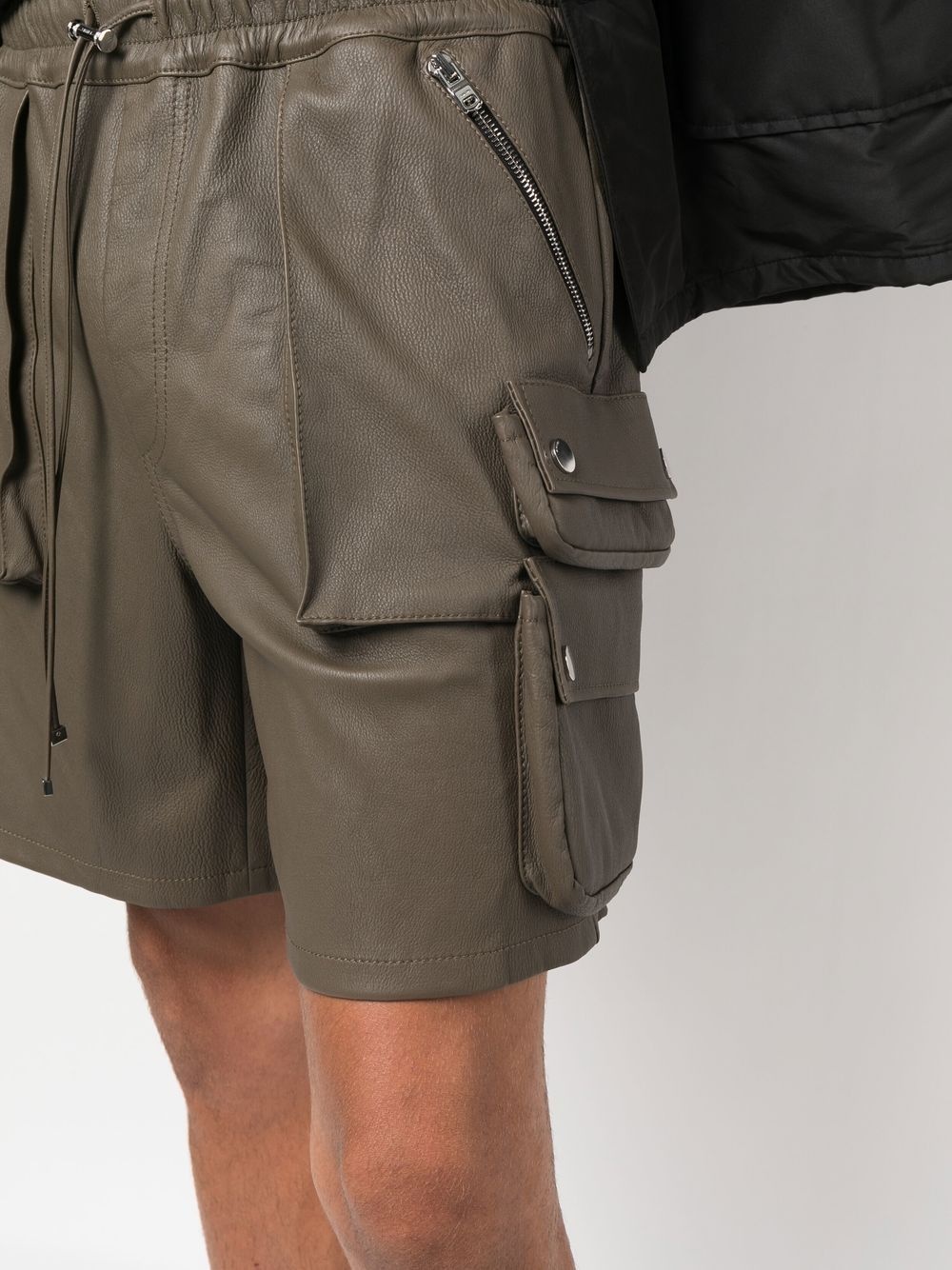 multi-pocket leather shorts - 5