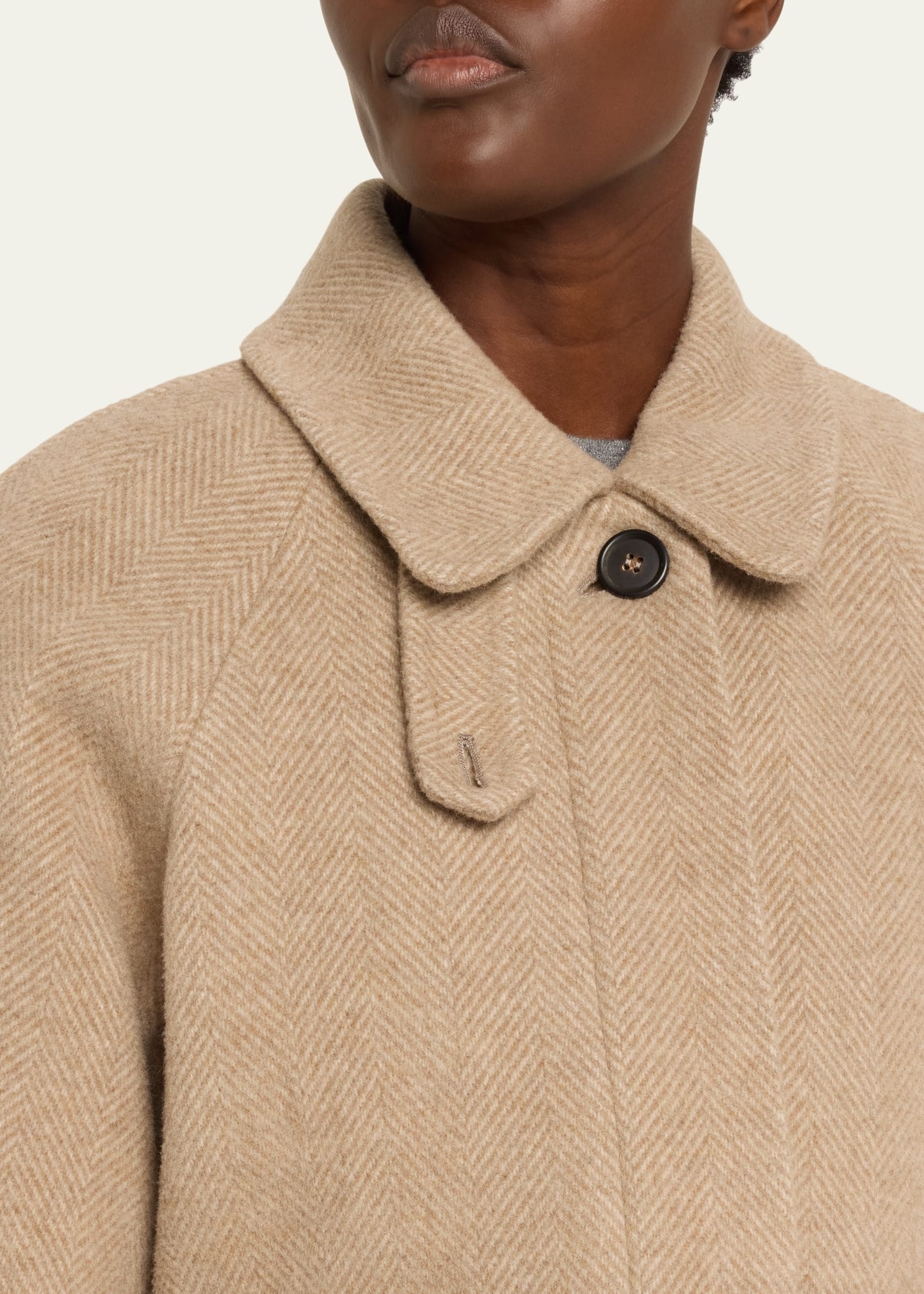 Cashmere and Wool Belted Herringbone Coat - 5