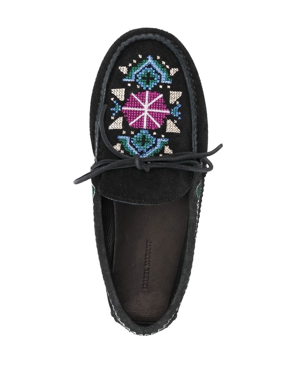 embroidered suede loafers - 4