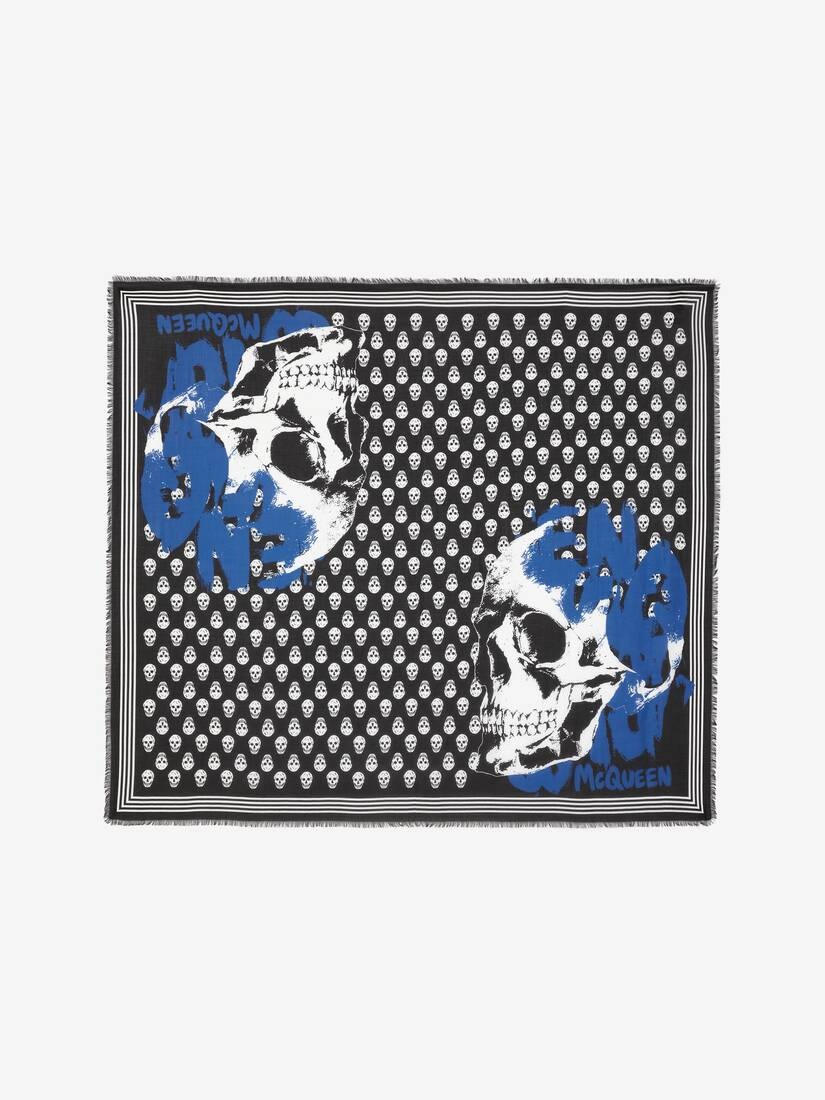 Men's McQueen Graffiti Biker Foulard in Black/blue - 1