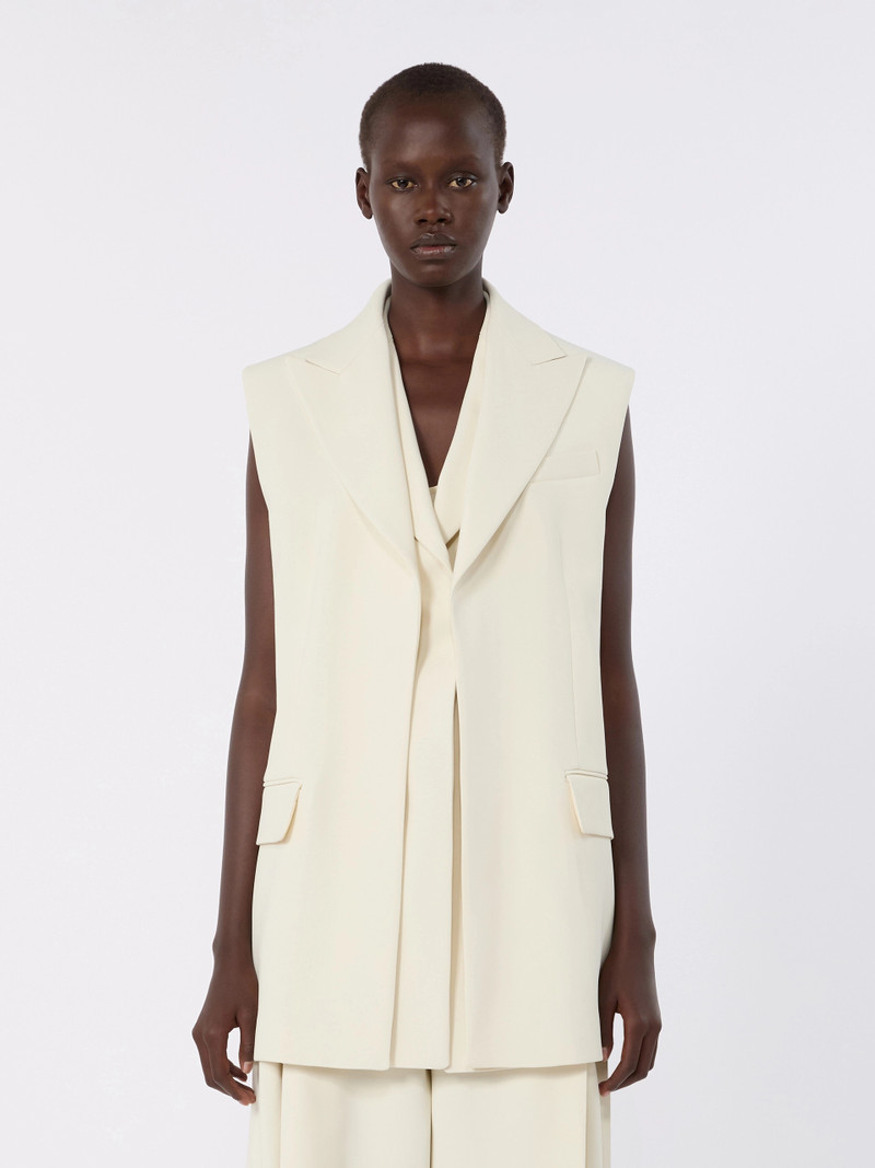 CAMPALE Sleeveless stretch viscose two-piece blazer - IVORY 3