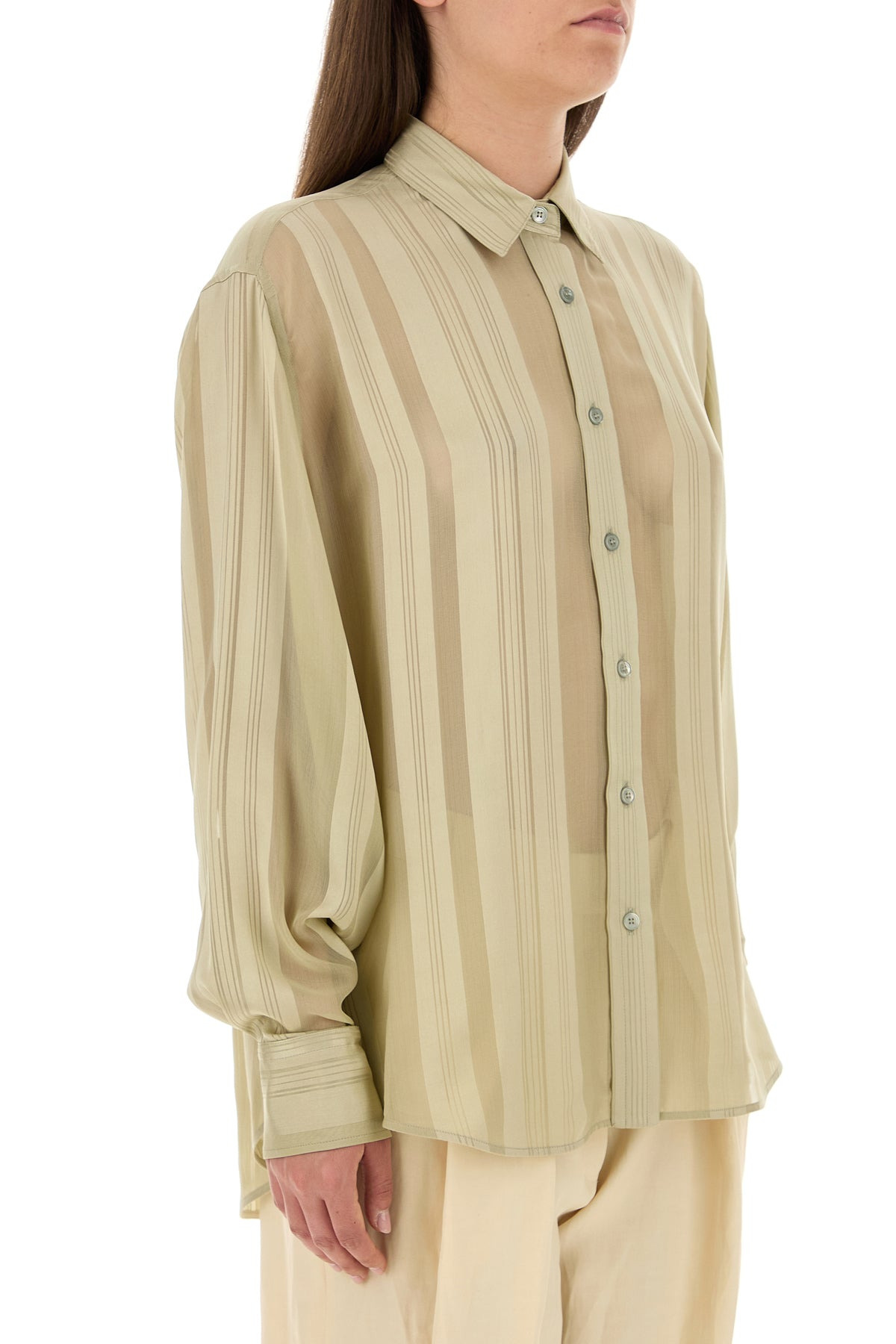 Khaki silk shirt - 3