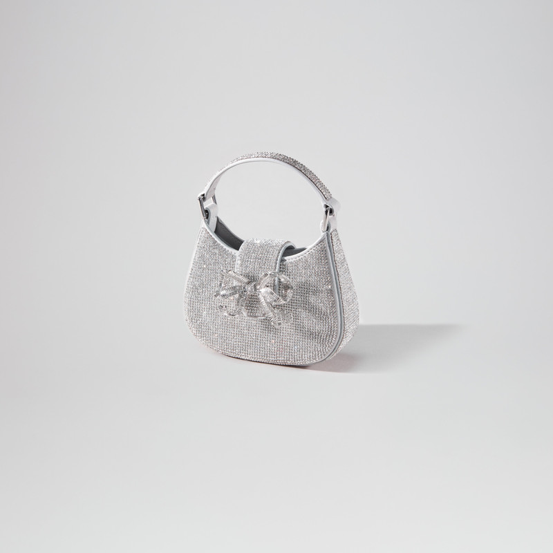 self-portrait Silver Rhinestone Crescent Bow Micro Bag outlook