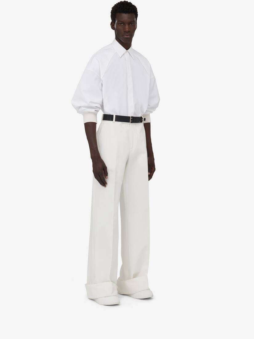 Men's Ribbed Cuff Shirt in Optical White - 3