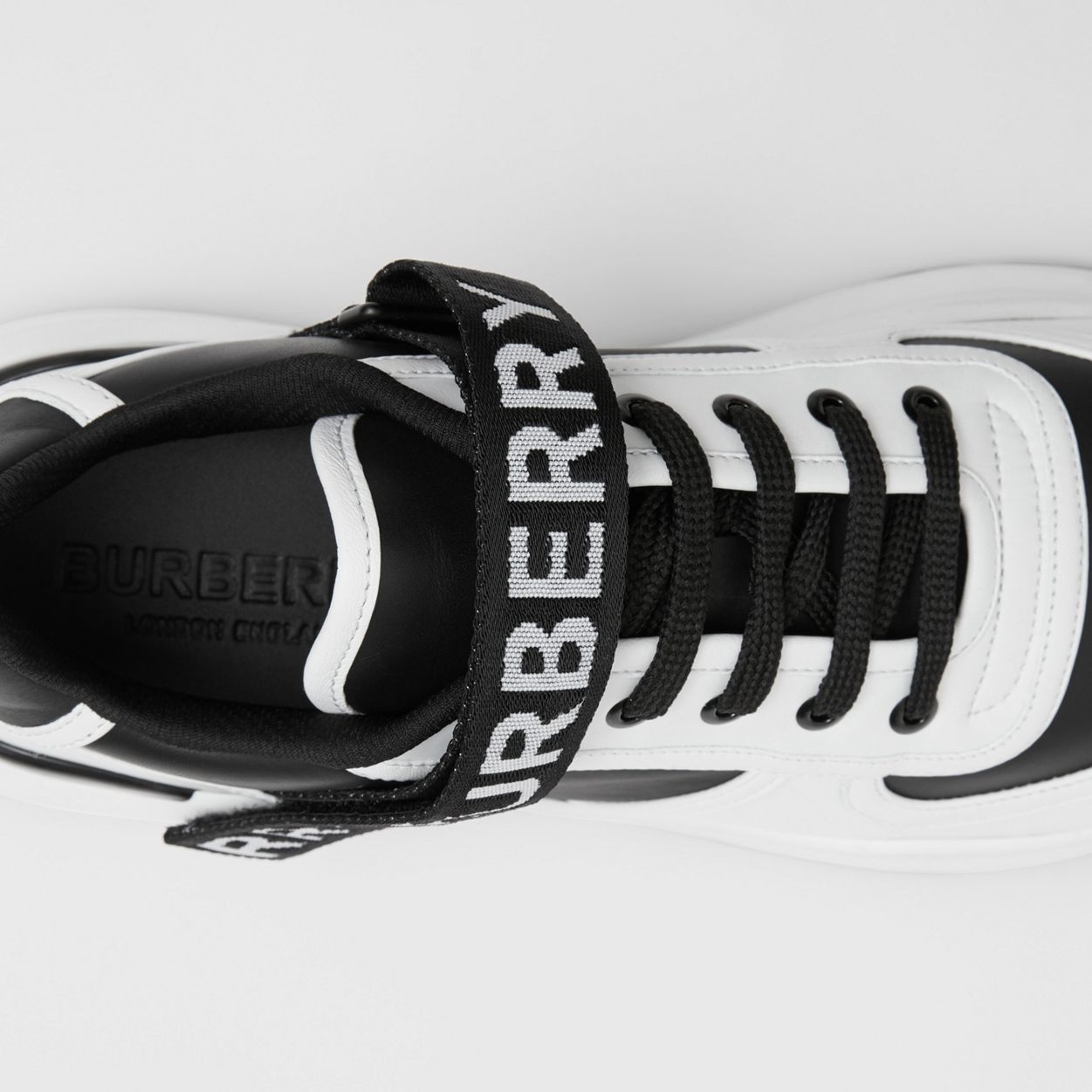 Logo Detail Leather and Nylon Sneakers - 3