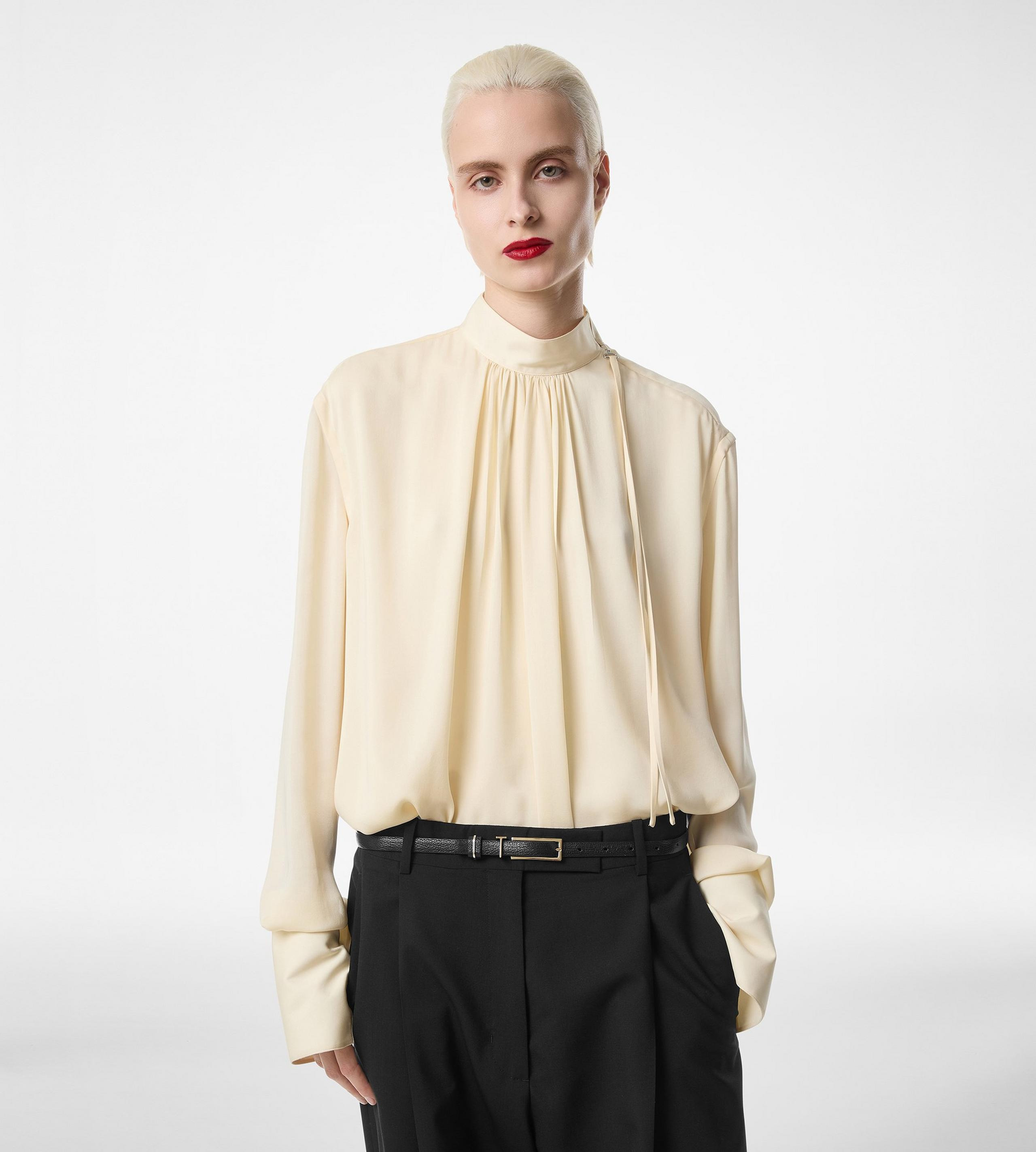 WASHED SILK GEORGETTE LONG SLEEVE BLOUSE - 4