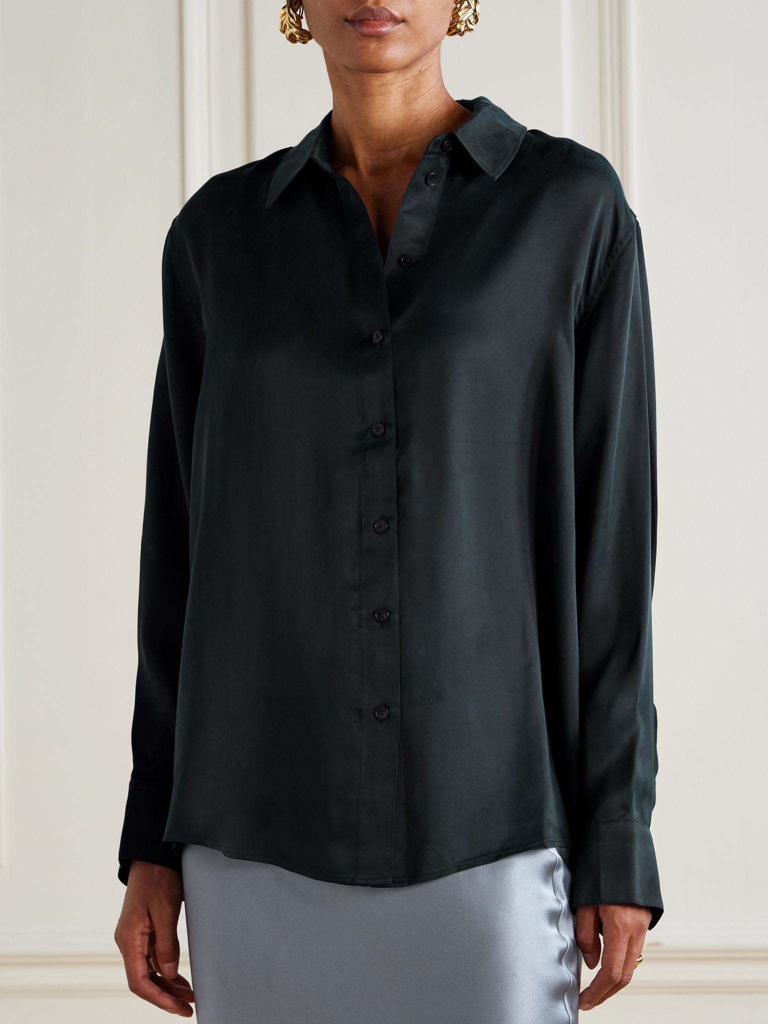Essie washed cotton-twill shirt Black - 3