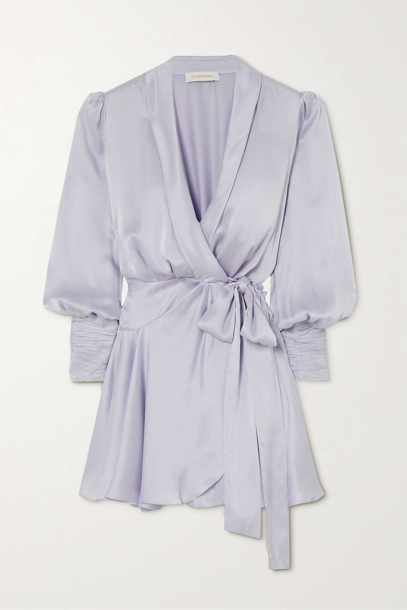 Ruffled silk-satin mini wrap dress - 1