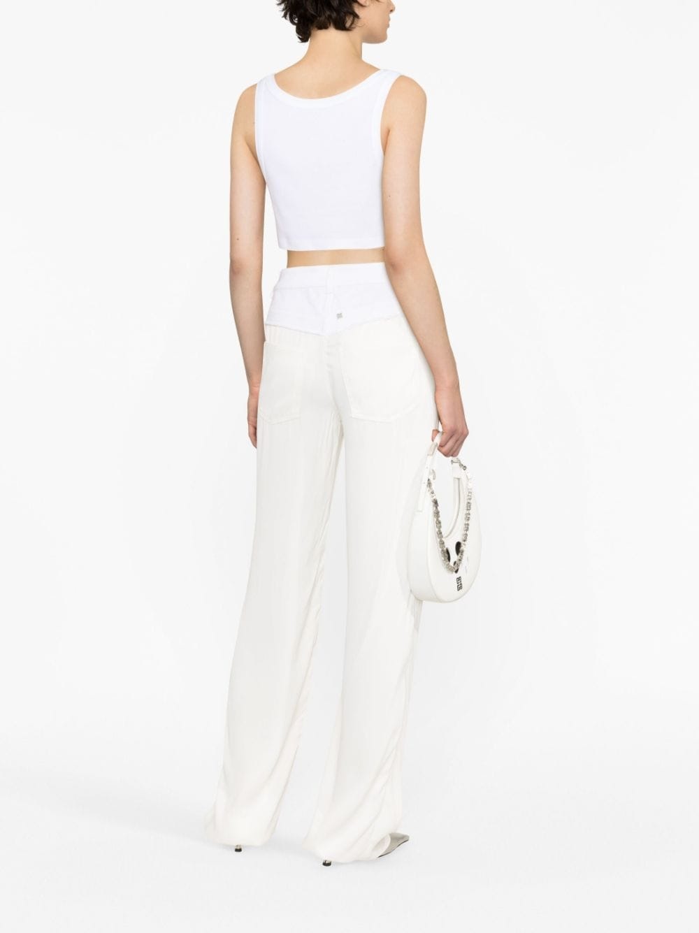 patchwork-detail high-waisted trousers - 4