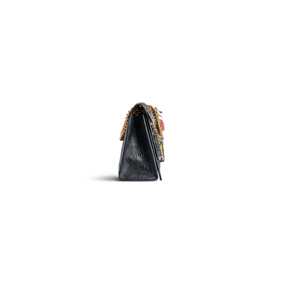 Women's Crush Small Chain Bag Dirty Effect With Ny Souvenirs Charms in Black - 3