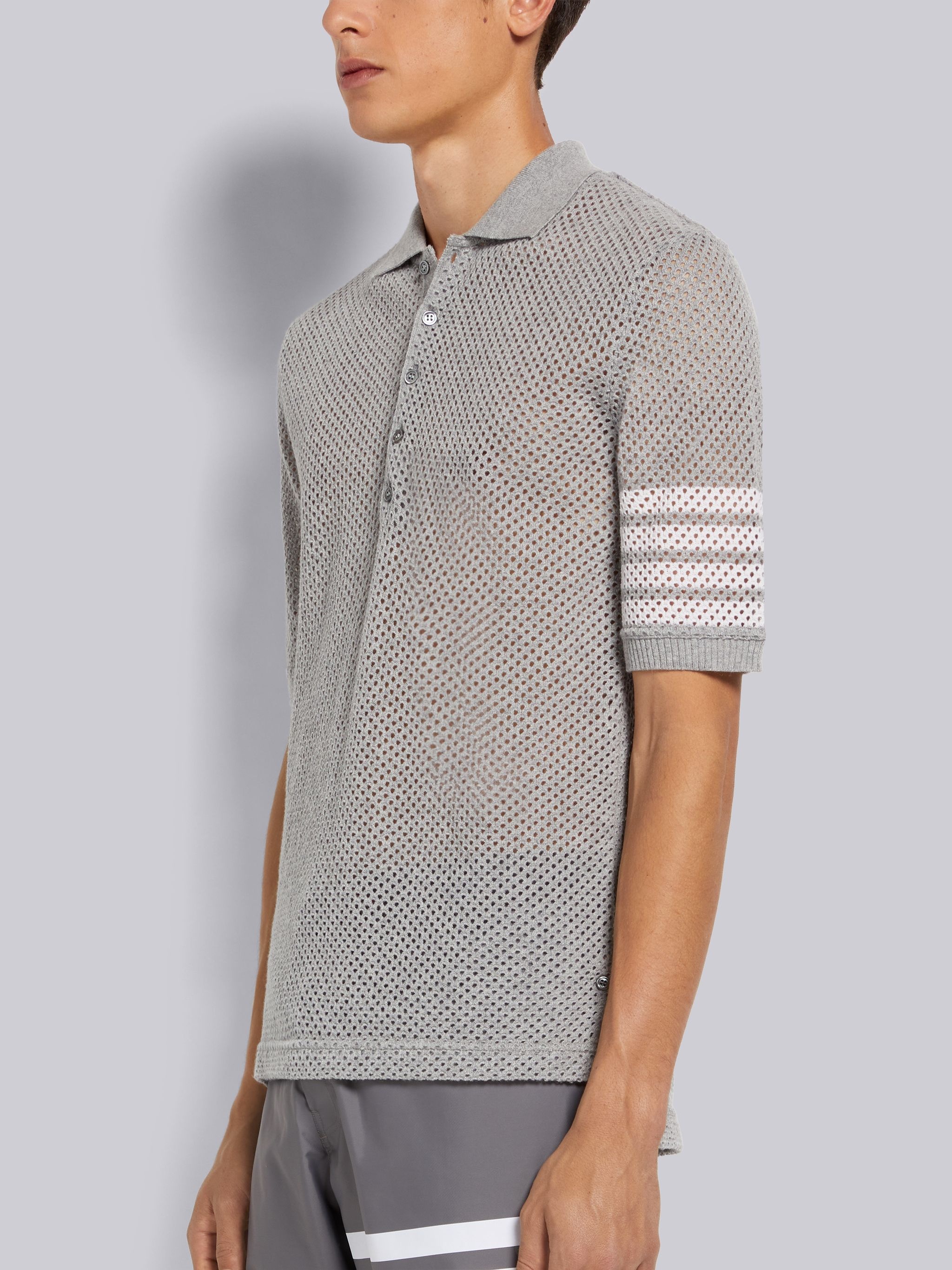 Light Grey Cashmere Mesh 4-Bar Polo - 2