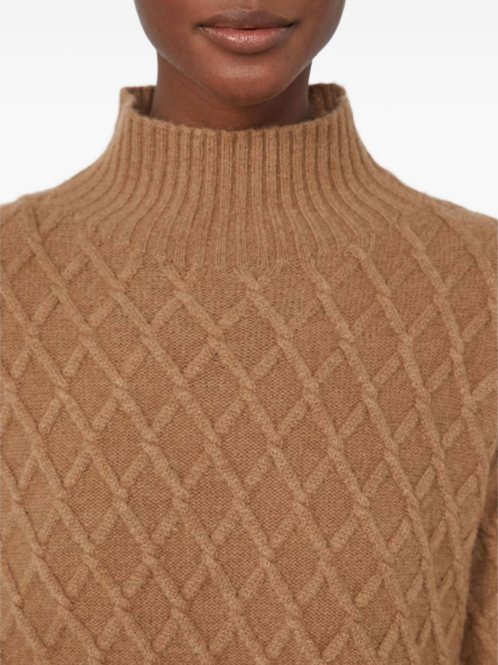 high-neck diamond-pattern sweater - 5