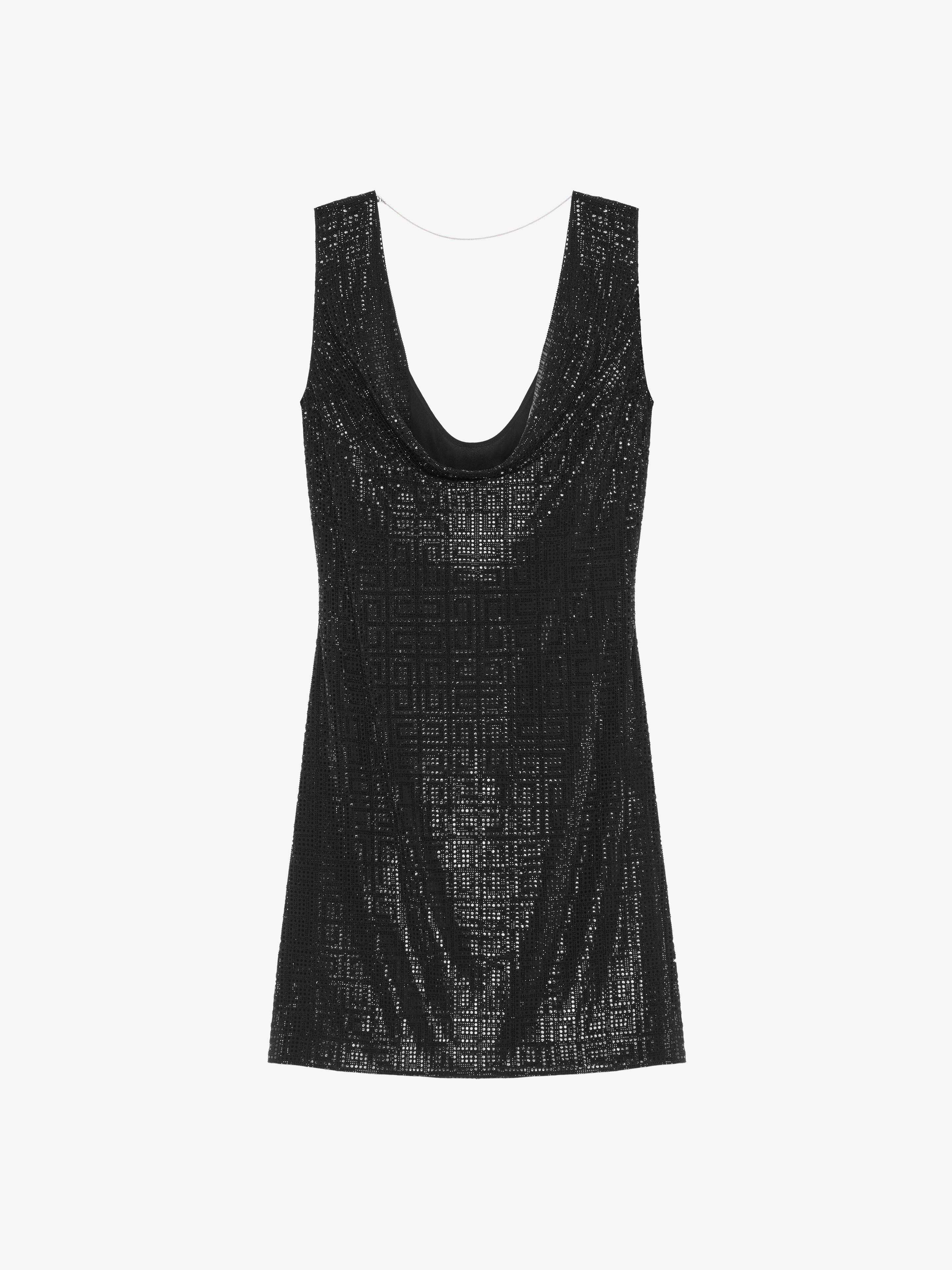 DRAPED DRESS IN SILK WITH 4G RHINESTONES - 1