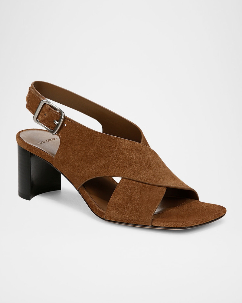 Vince Omega Suede Crisscross Slingback Sandals outlook