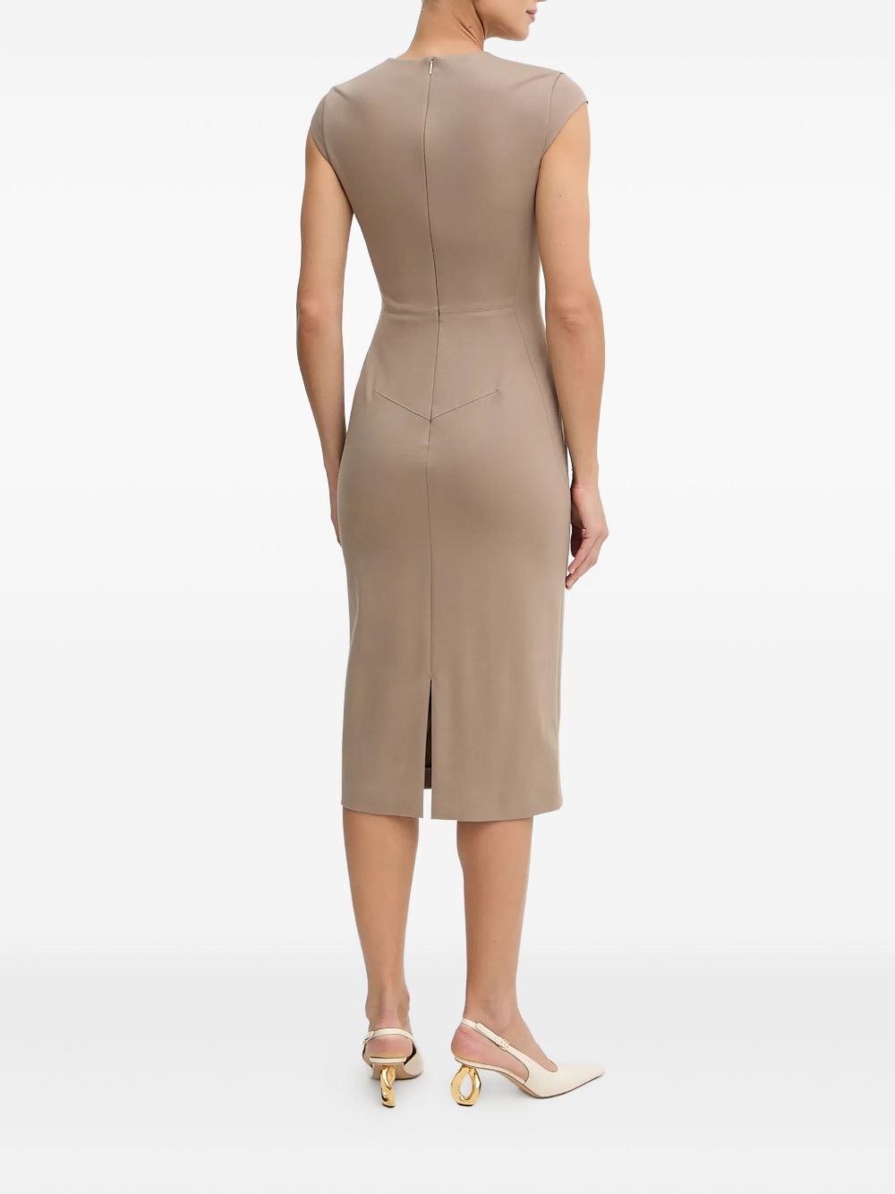 V-neck cap-sleeve midi dress - 3