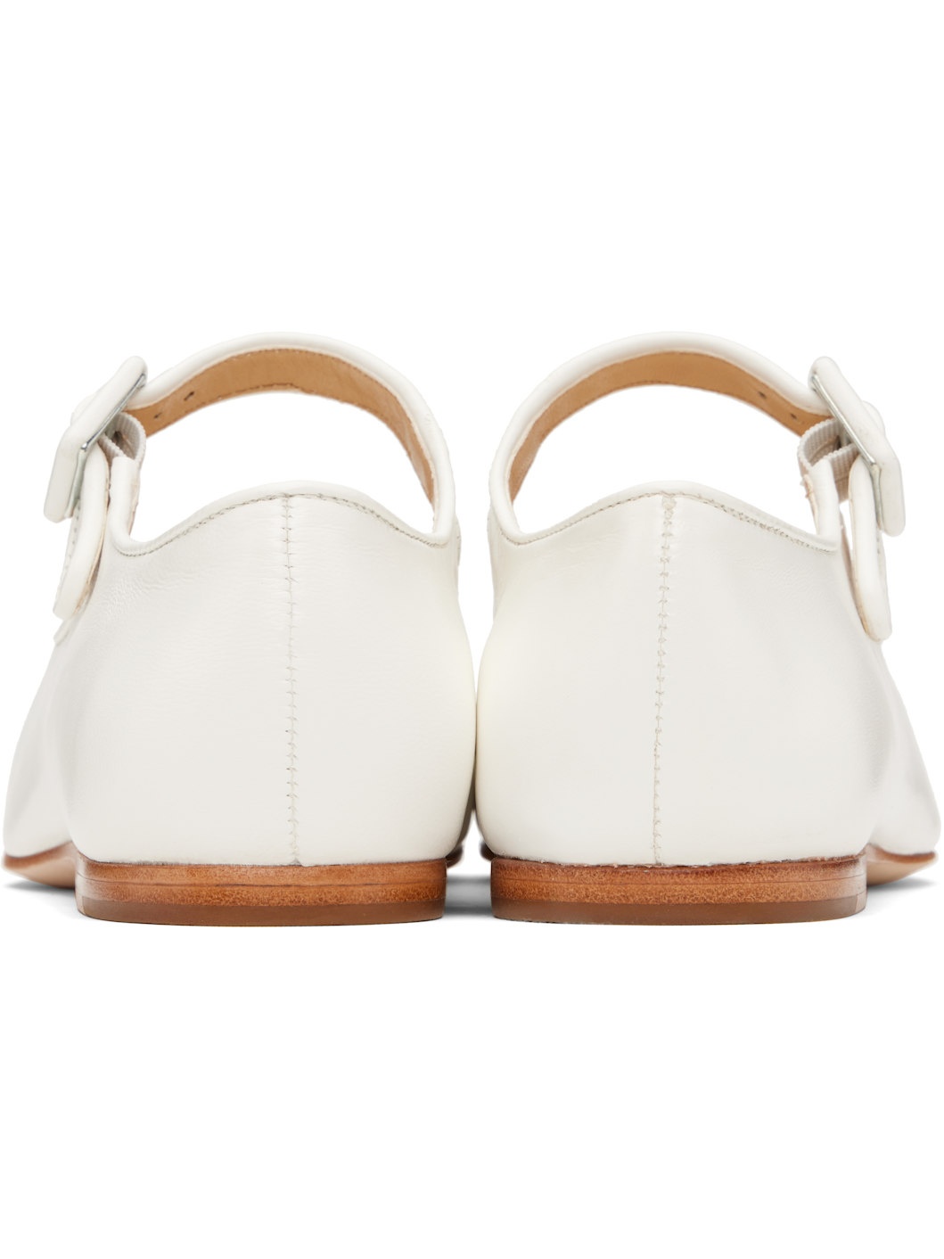 White Mary Jane Pointe Ballerina Flats - 2