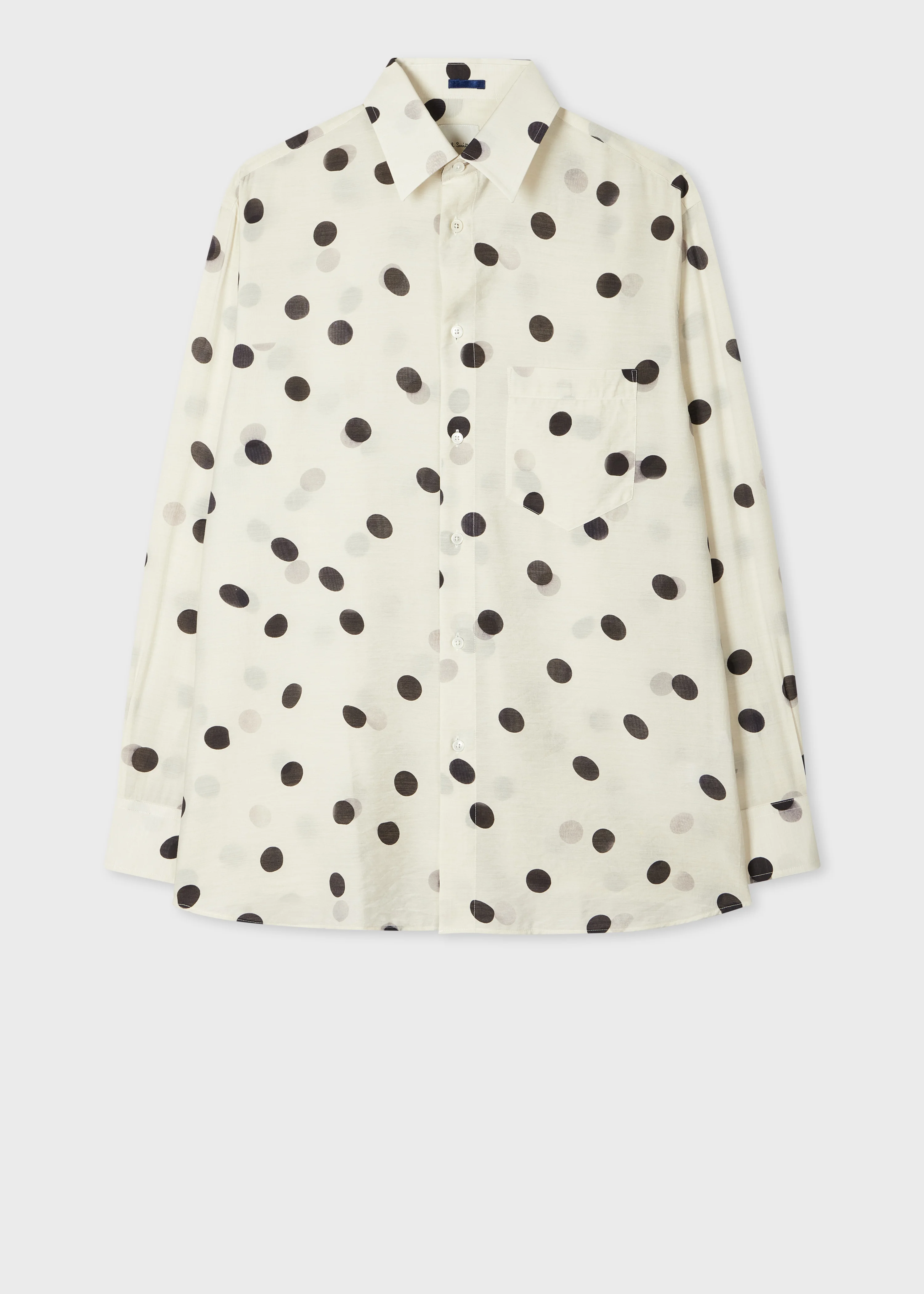 White Shadow Polka Viscose-Wool Shirt - 1