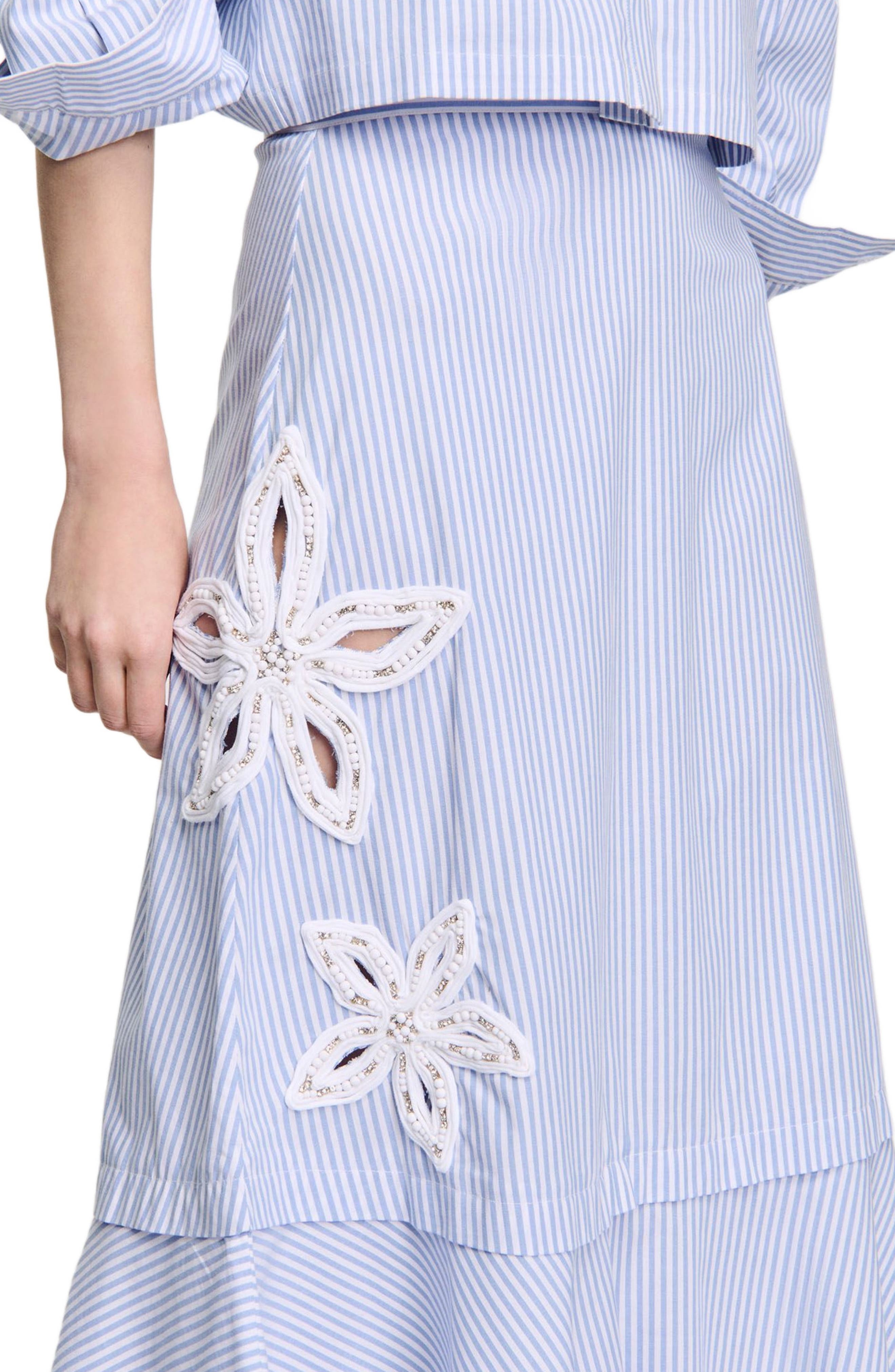 SANDRO Long striped skirt in Sky Blue at Nordstrom - 4