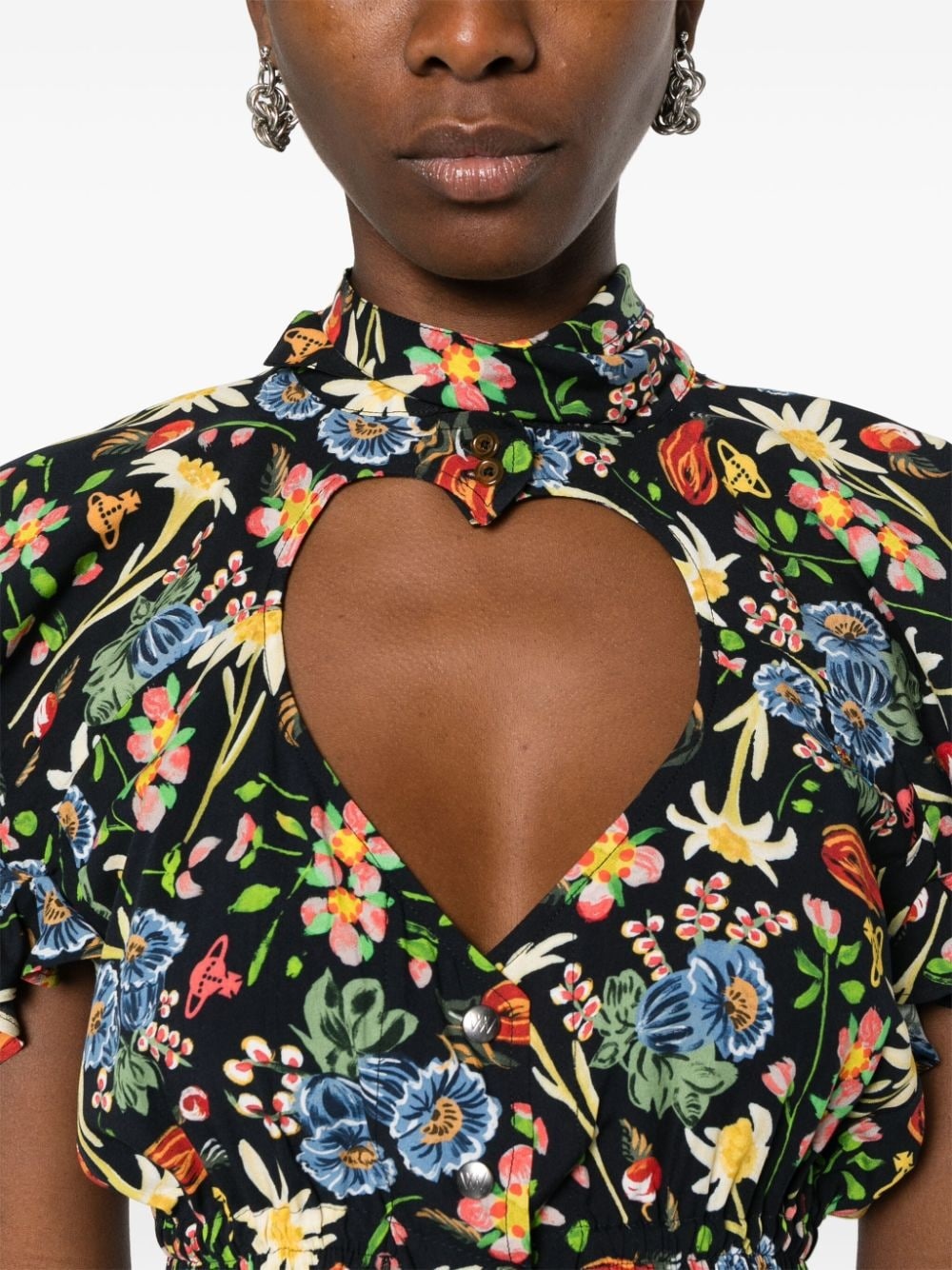 floral cropped blouse - 5