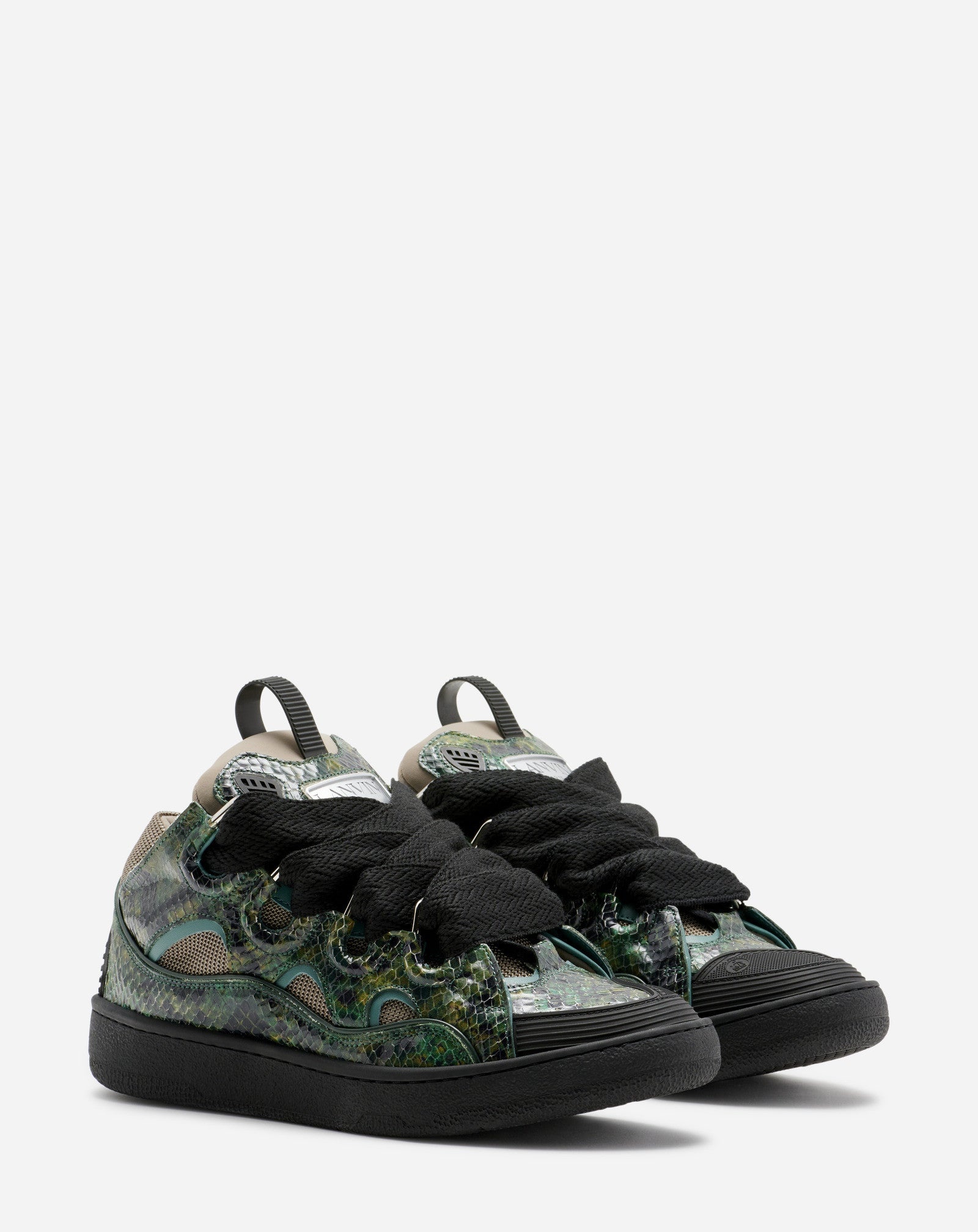 PYTHON PRINT LEATHER CURB SNEAKERS - 2