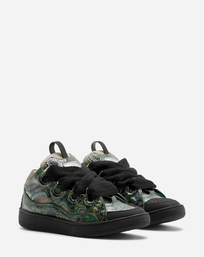 Lanvin PYTHON PRINT LEATHER CURB SNEAKERS outlook