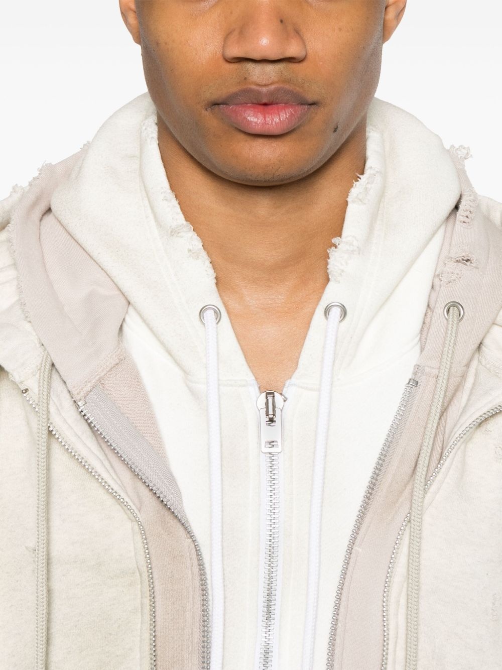 layered zip-up hoodie - 5
