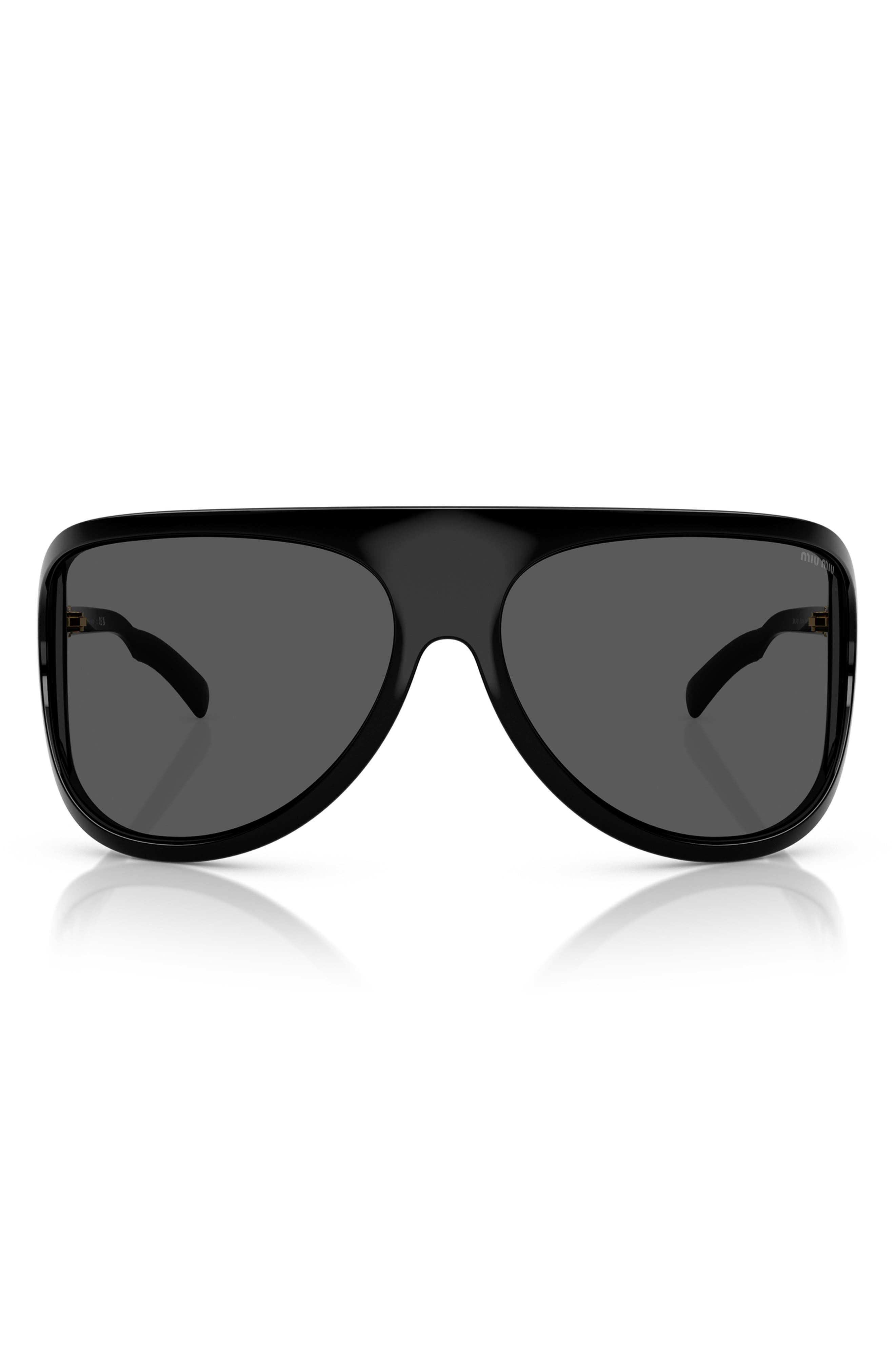 Miu Miu 75mm Oversize Shield Sunglasses in Dark Grey at Nordstrom - 4