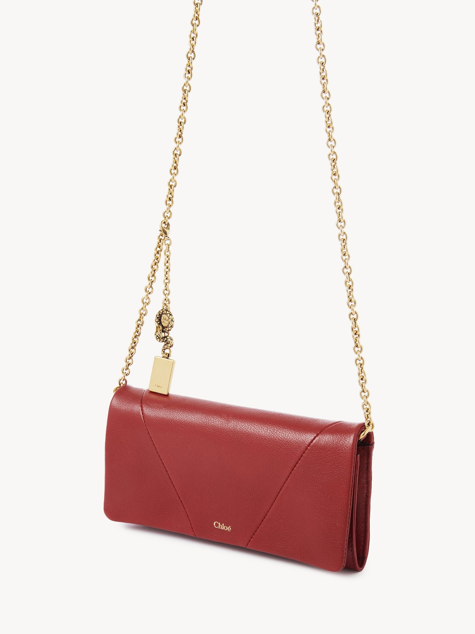 CHLOÉ SPIN FLAP WALLET ON CHAIN IN GRAINED LEATHER - 3