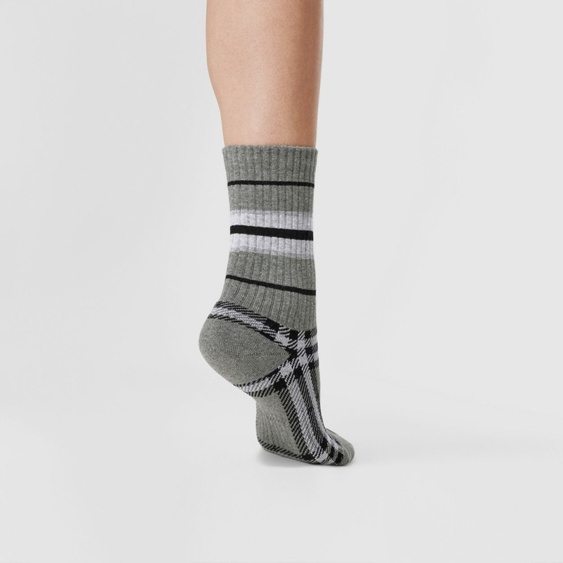 Check and Stripe Stretch Cotton Socks 3