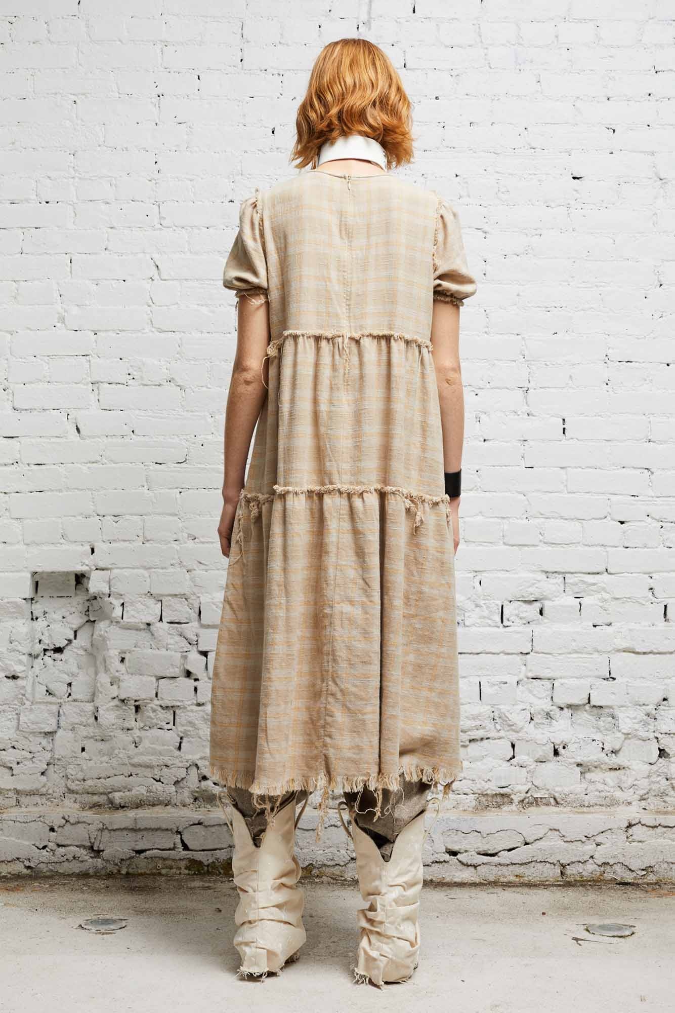 SHREDDED RELAXED MIDI - OVERDYED KHAKI PLAID - 5