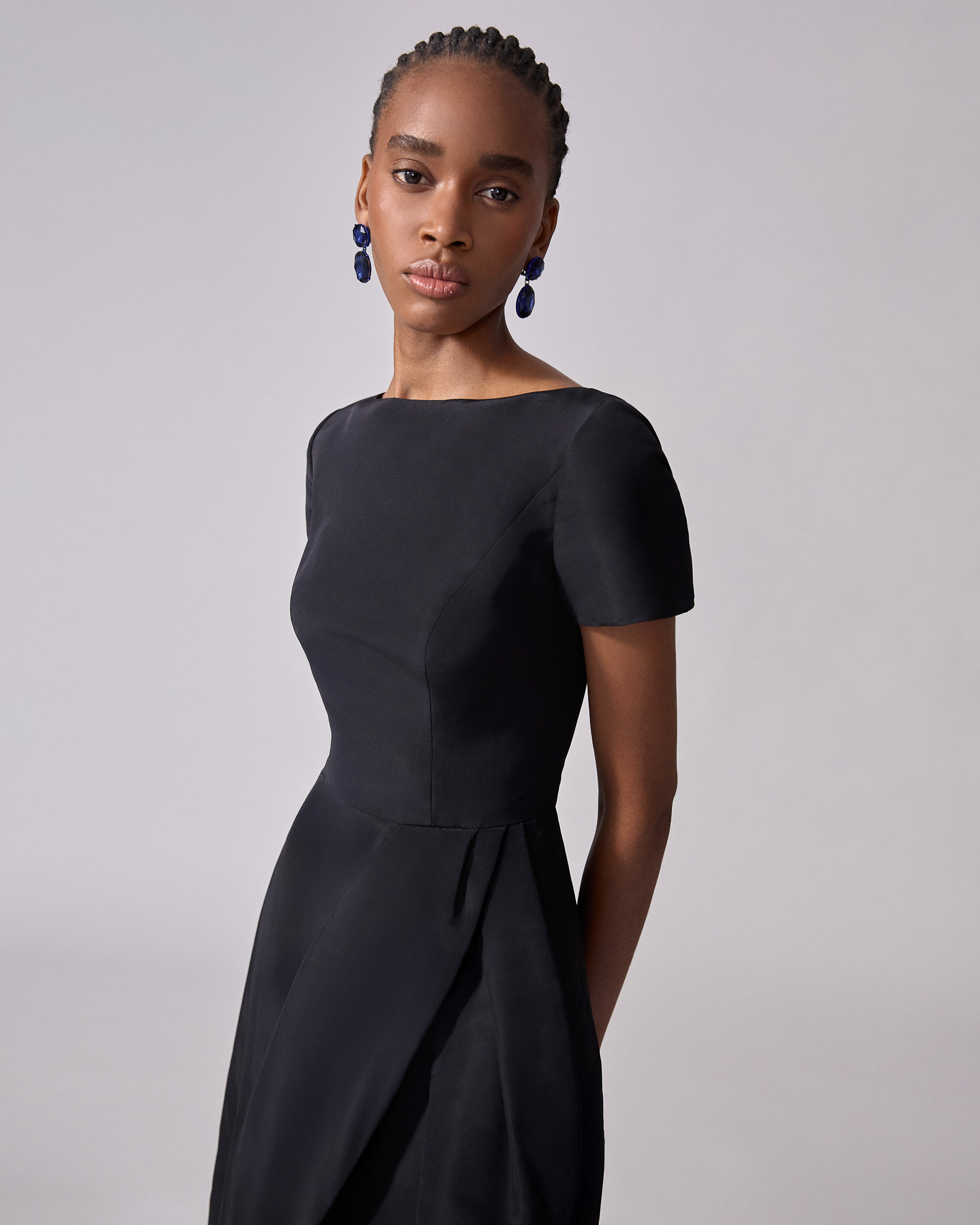 Draped Boat Neck Dress - 4