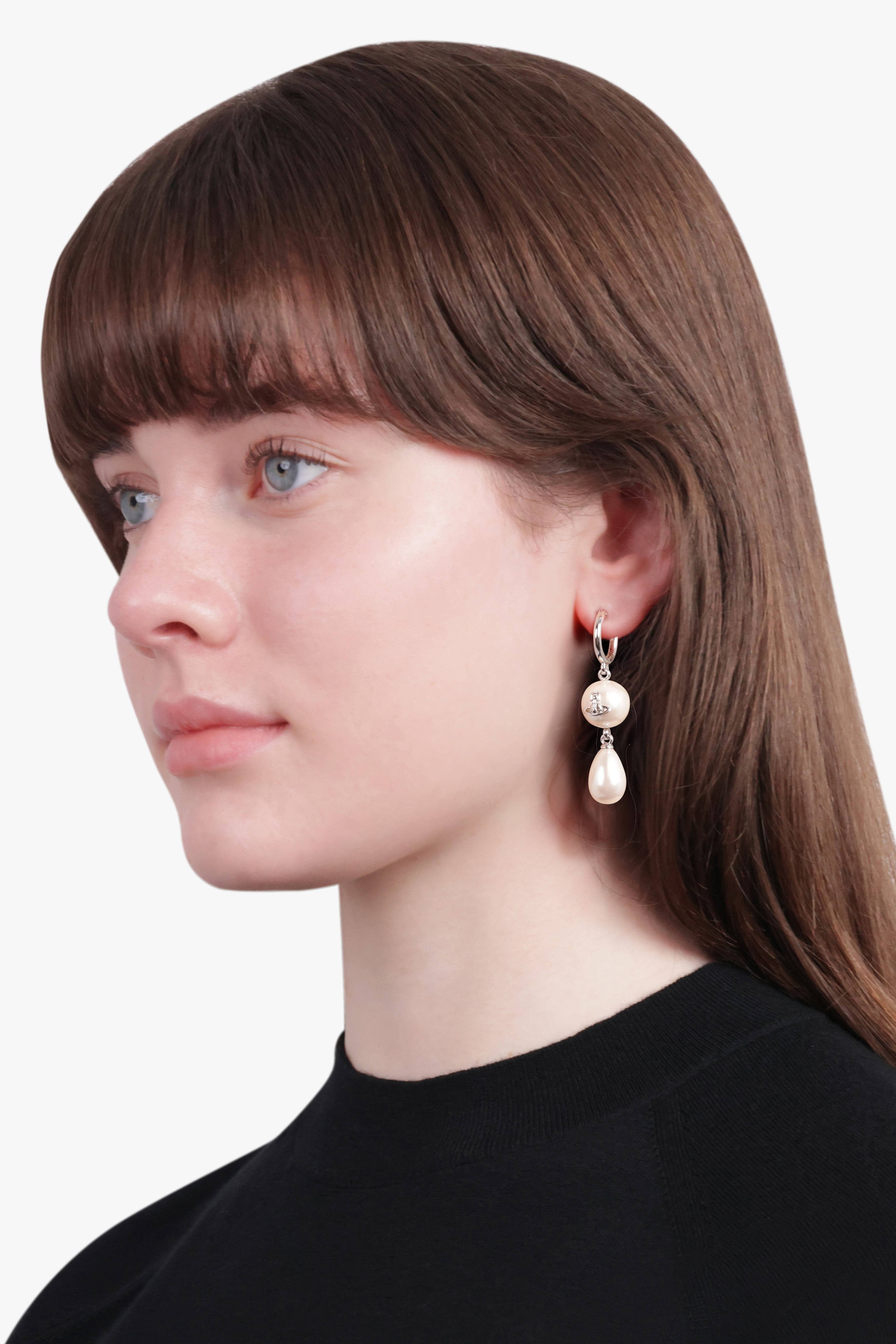 MARTHA ORB PEARL DROP EARRINGS | WHITE/SILVER - 3