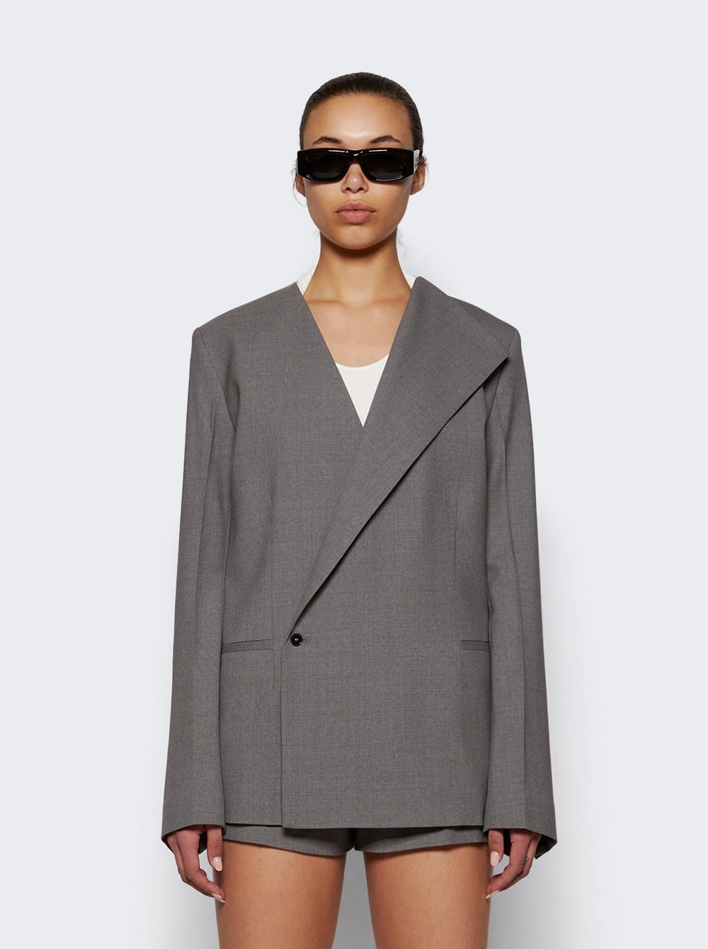 Nodo Double Breasted Jacket Grey Melange - 3