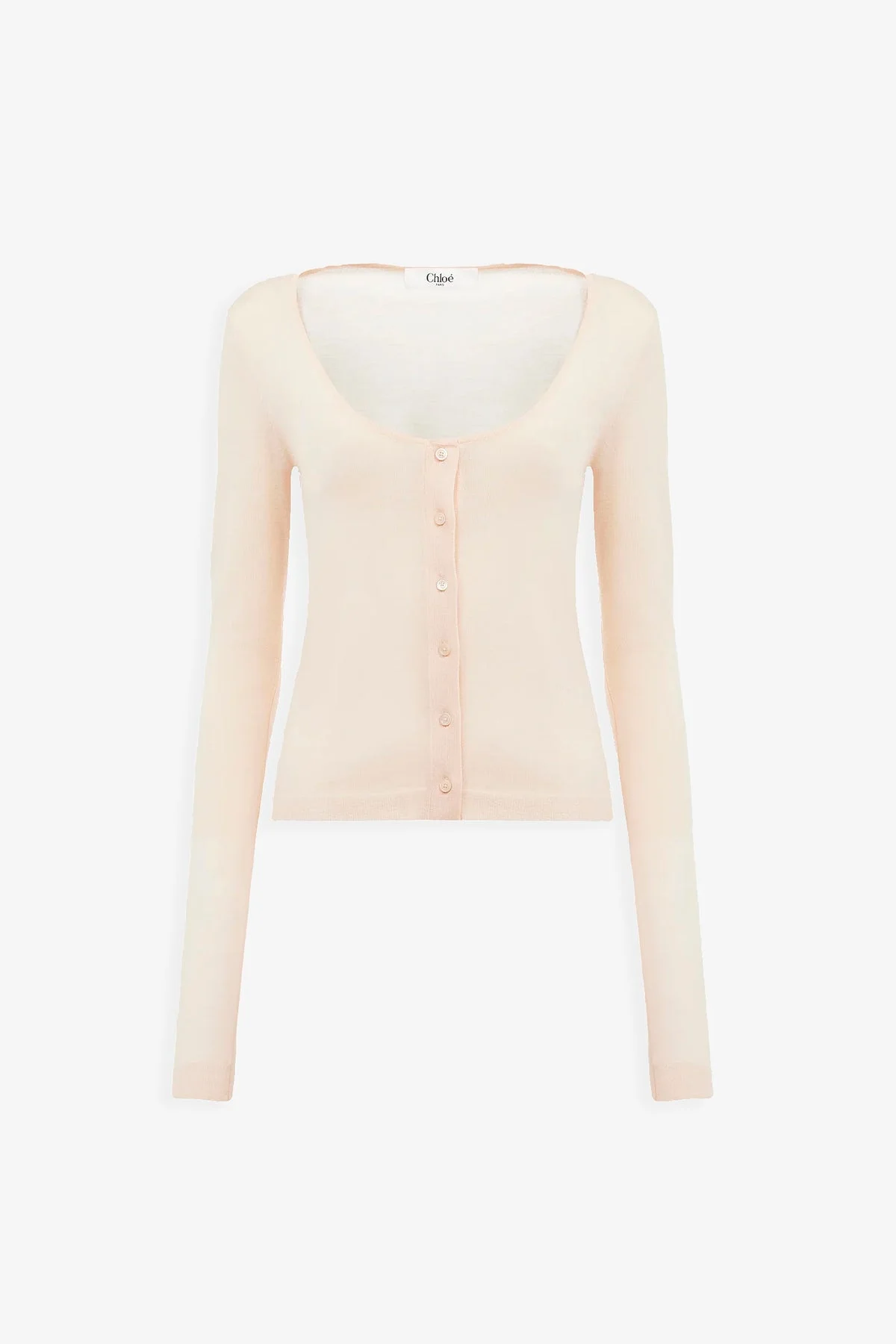 Scoop-neck wool knit fitted cardigan - 1