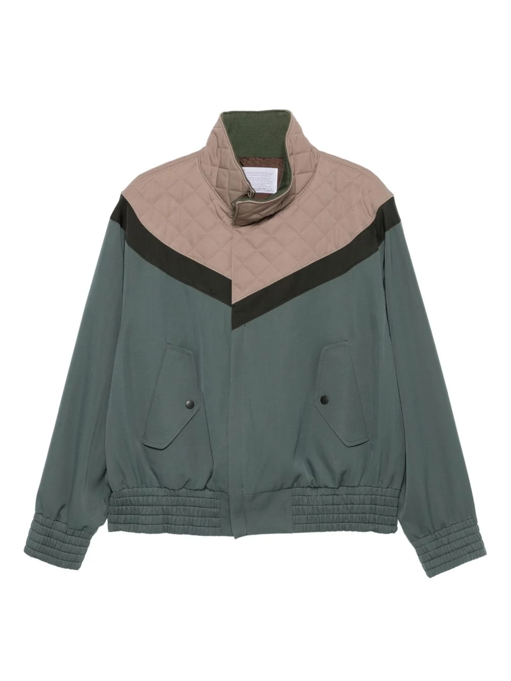 quilted-panel zip-up jacket - 1