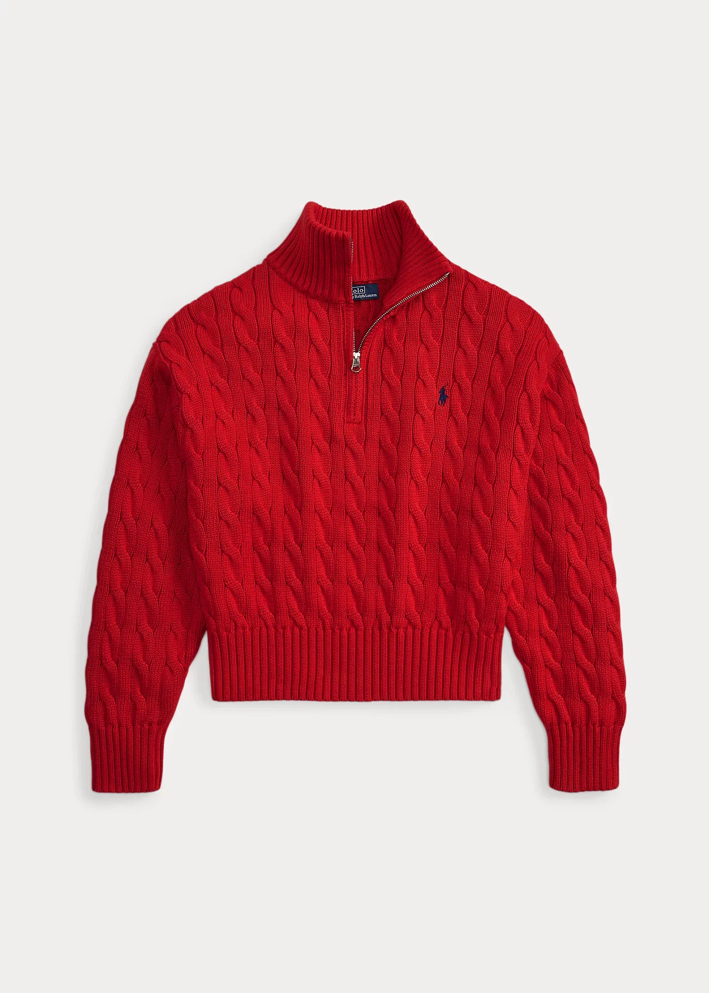 Cable-Knit Cotton Quarter-Zip Sweater - 1