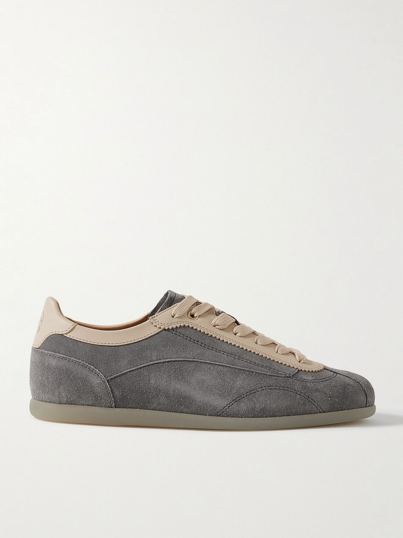 Leather-Trimmed Suede Sneakers Gray 1