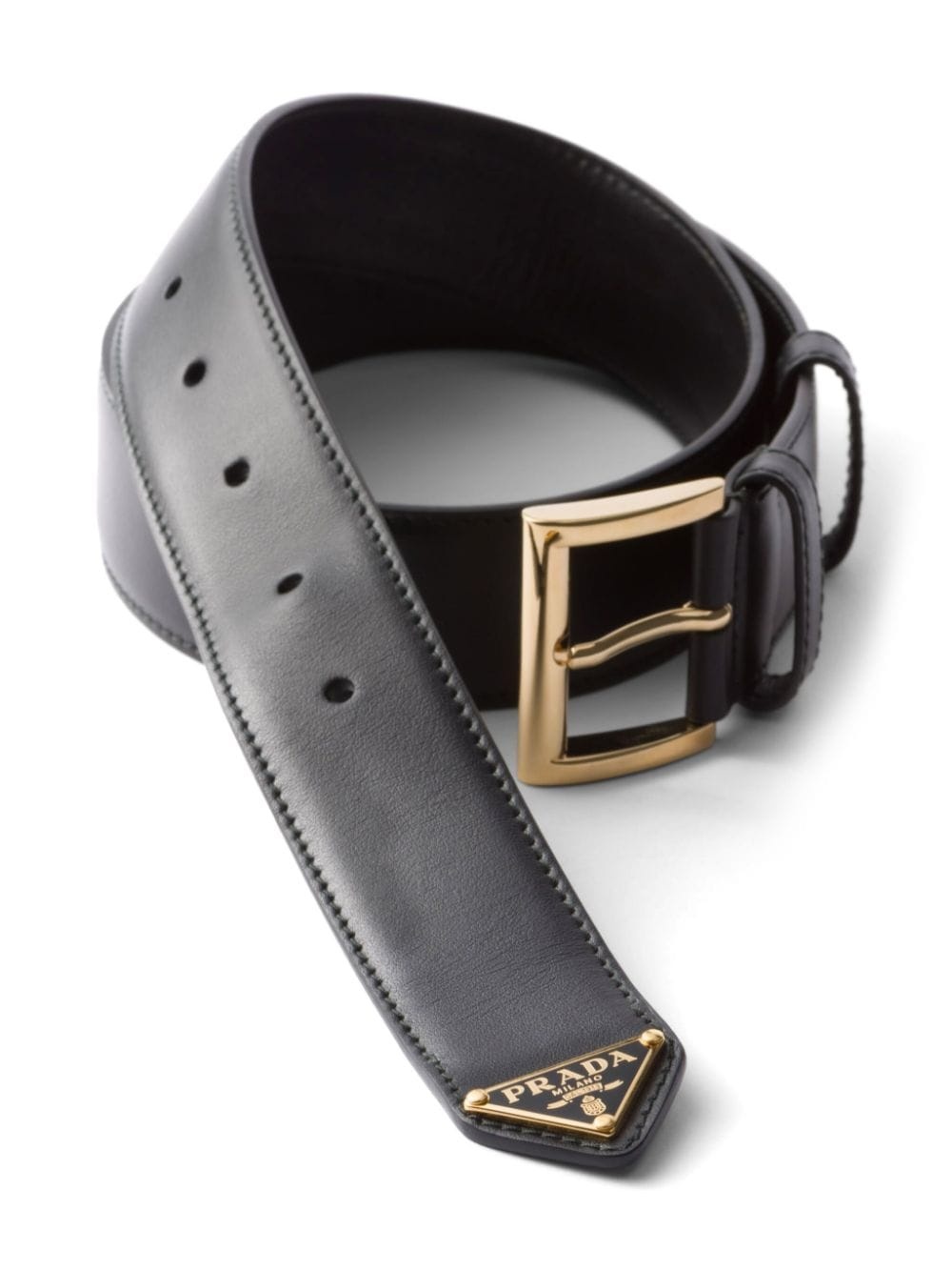 triangle-logo leather belt - 2