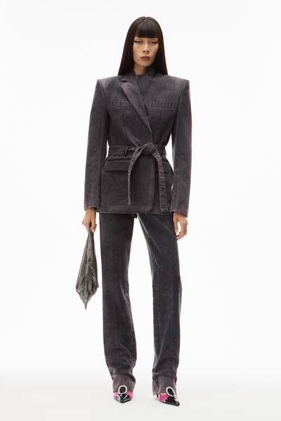 Alexander Wang BELTED BOXY BLAZER IN ACID OVERDYE DENIM outlook