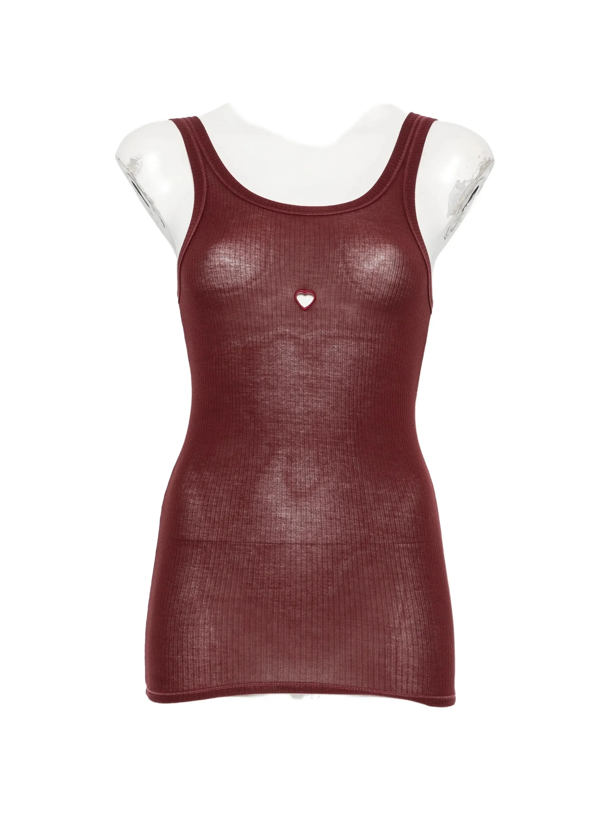 Baserange Heart Ribbed-knit Tank Top - 1