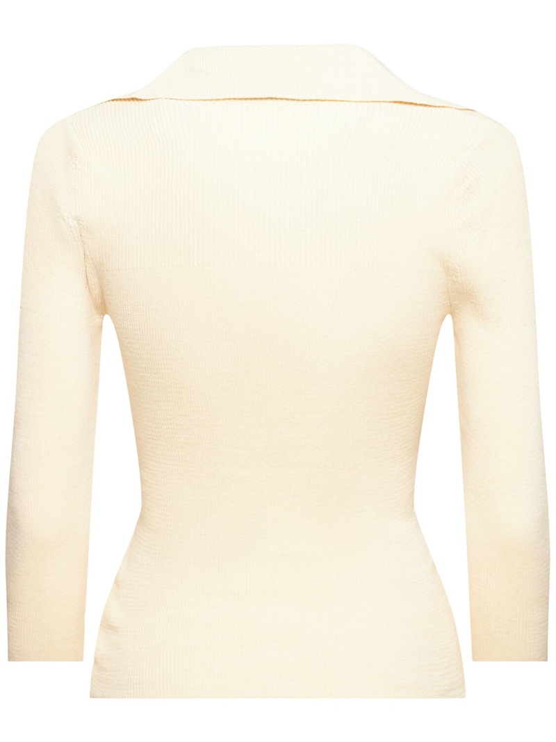 Marina ribbed knit polo top - 3