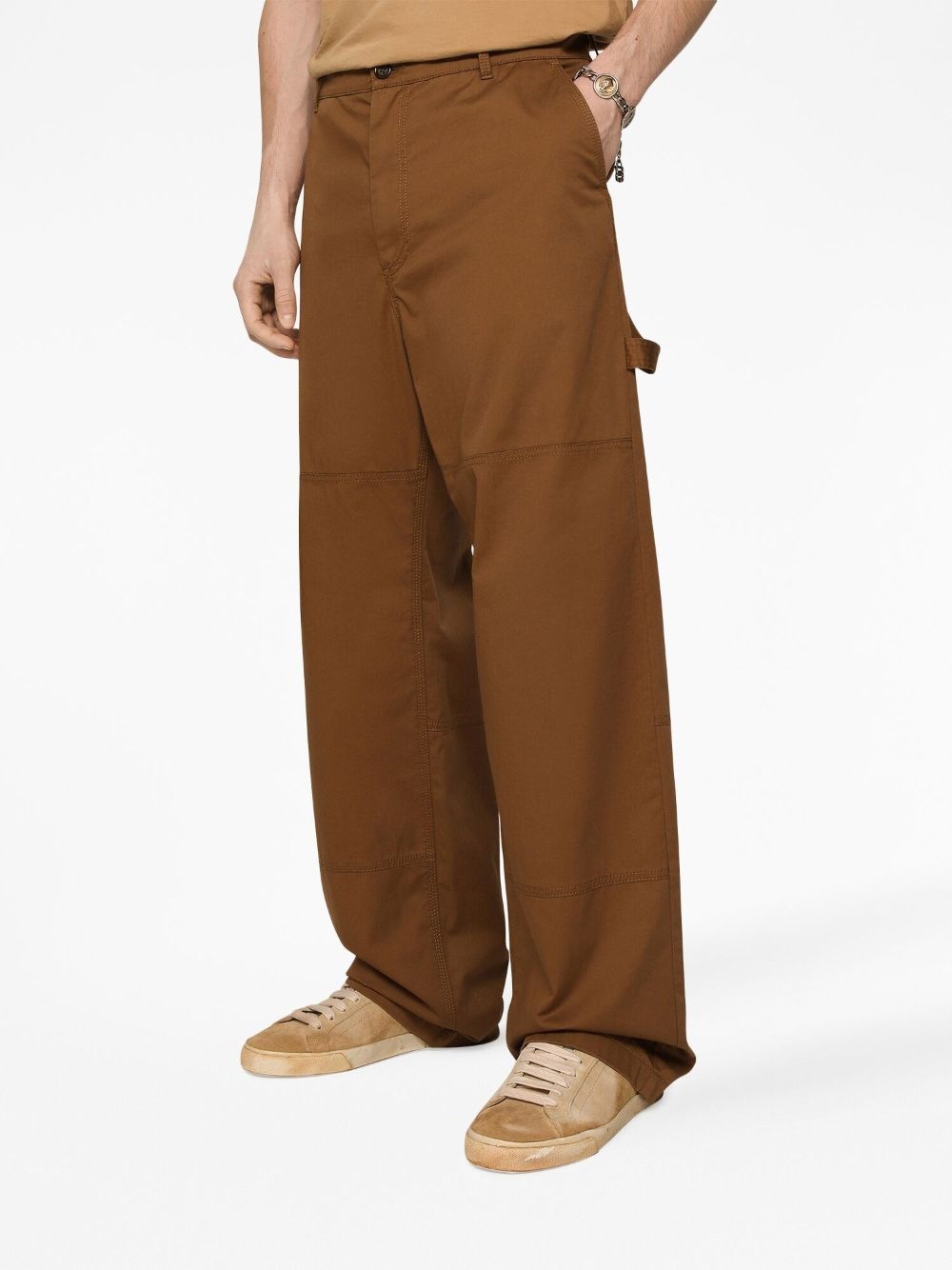 logo-patch straight-leg trousers - 5