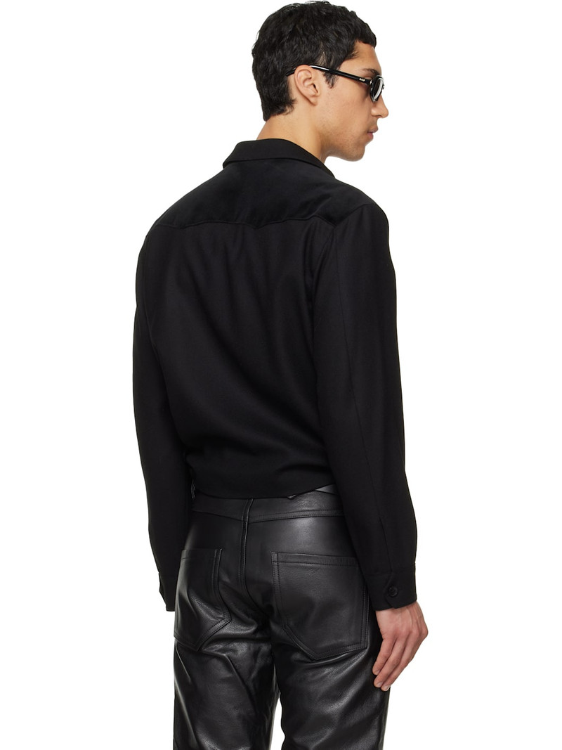 Black Wool Velvet Trimmed Blouson Jacket 3