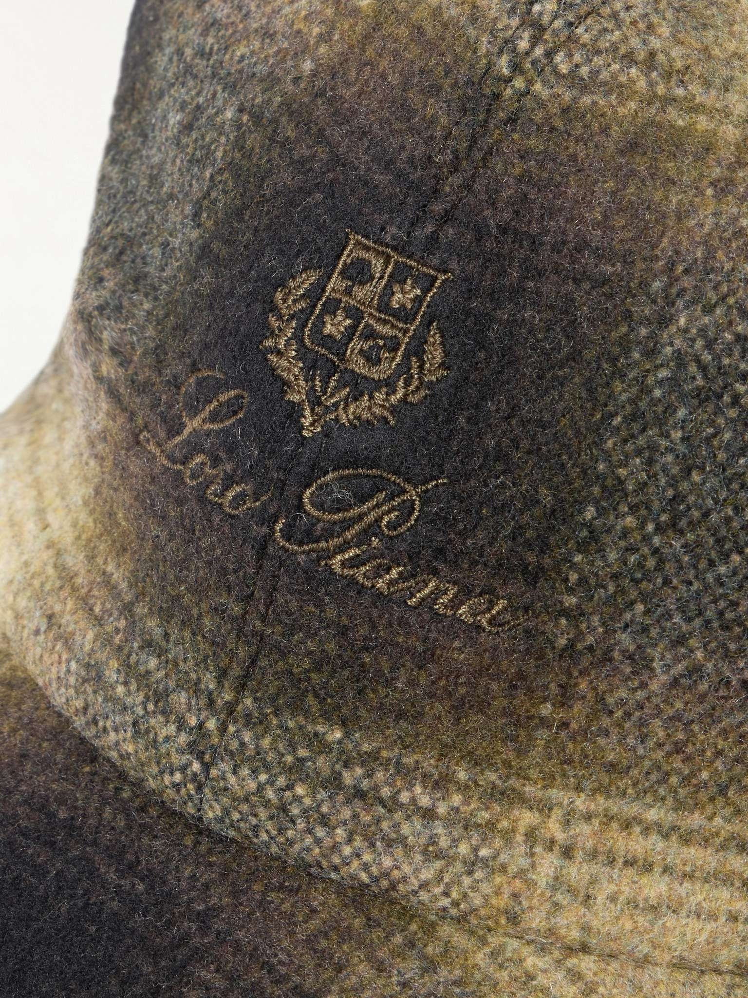 Logo-Embroidered Checked Wool and Cashmere-Blend Flannel Baseball Cap - 3