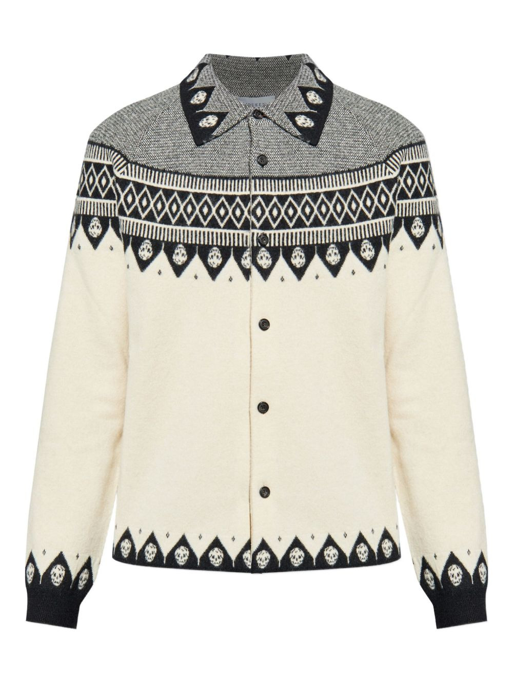 SKULL-MOTIF WOOL CARDIGAN - 1