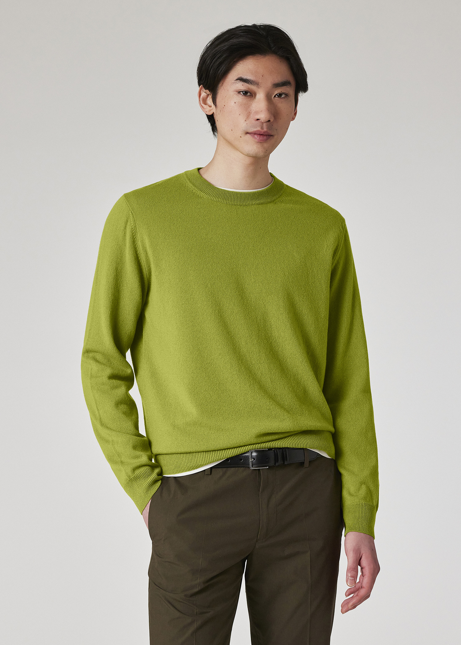 Moss Green Cashmere Crew Neck Sweater - 3