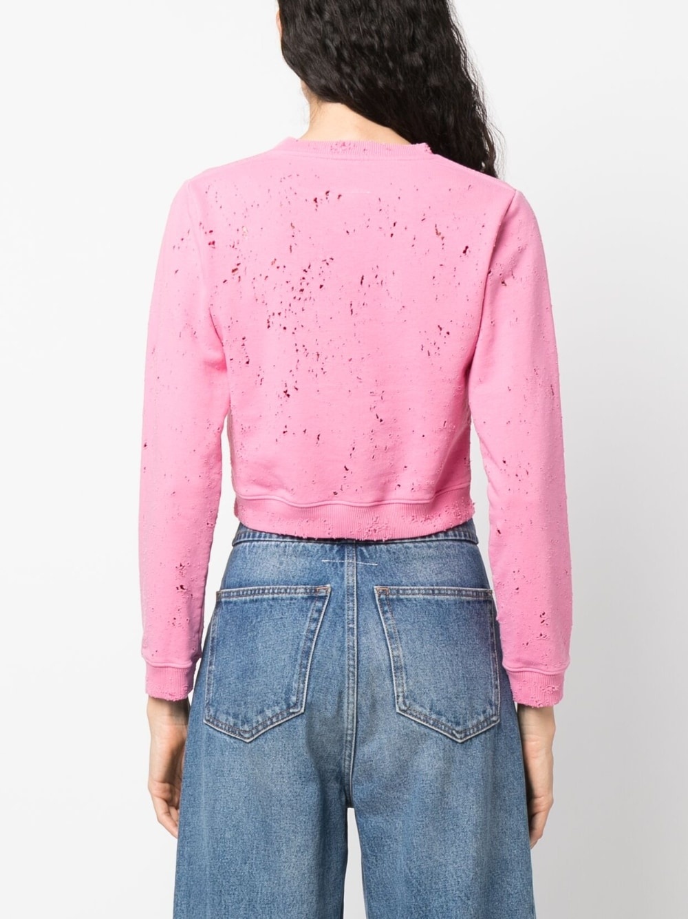 distressed logo-print sweatshirt - 4