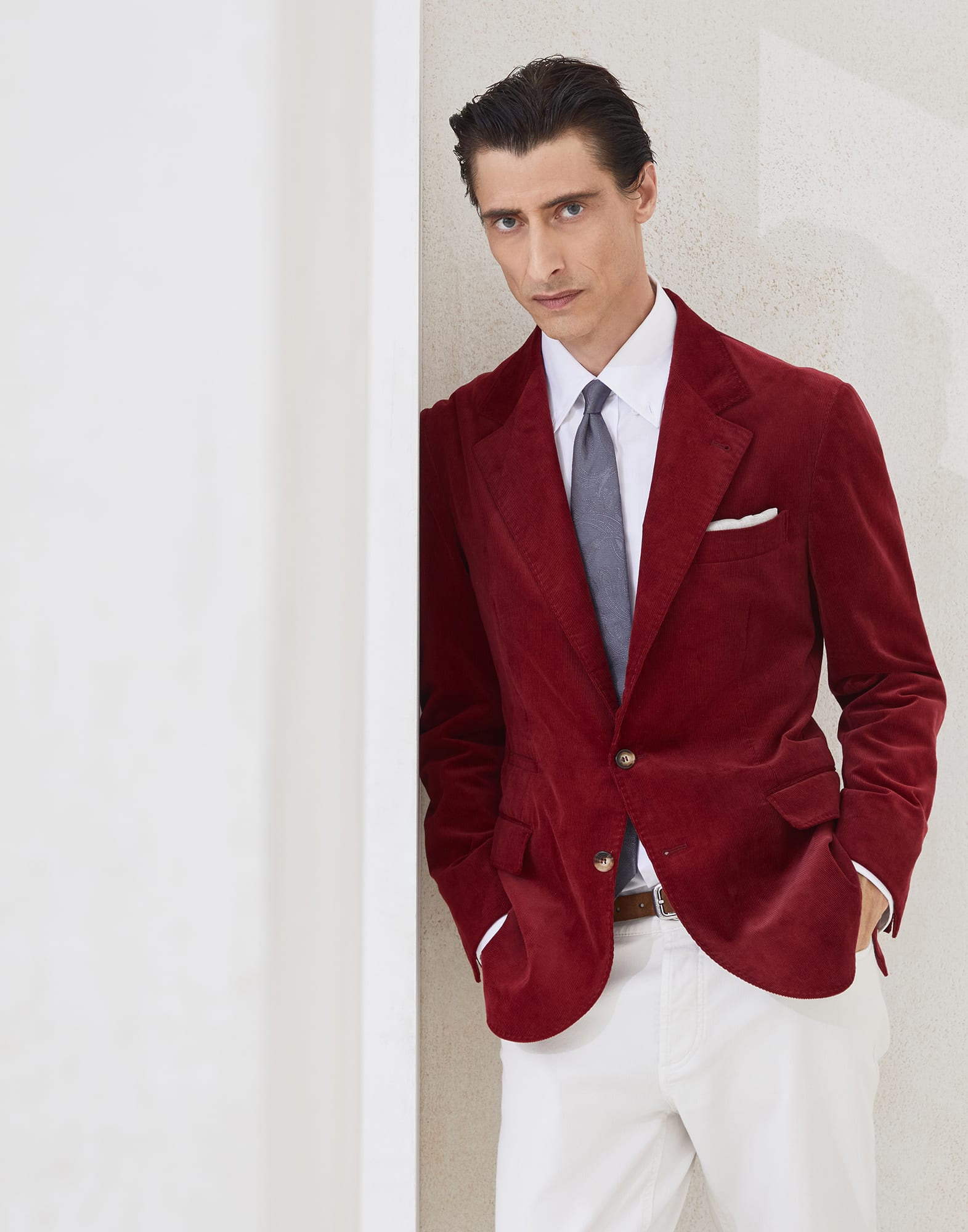 Sea Island cotton narrow wale corduroy deconstructed blazer - 4